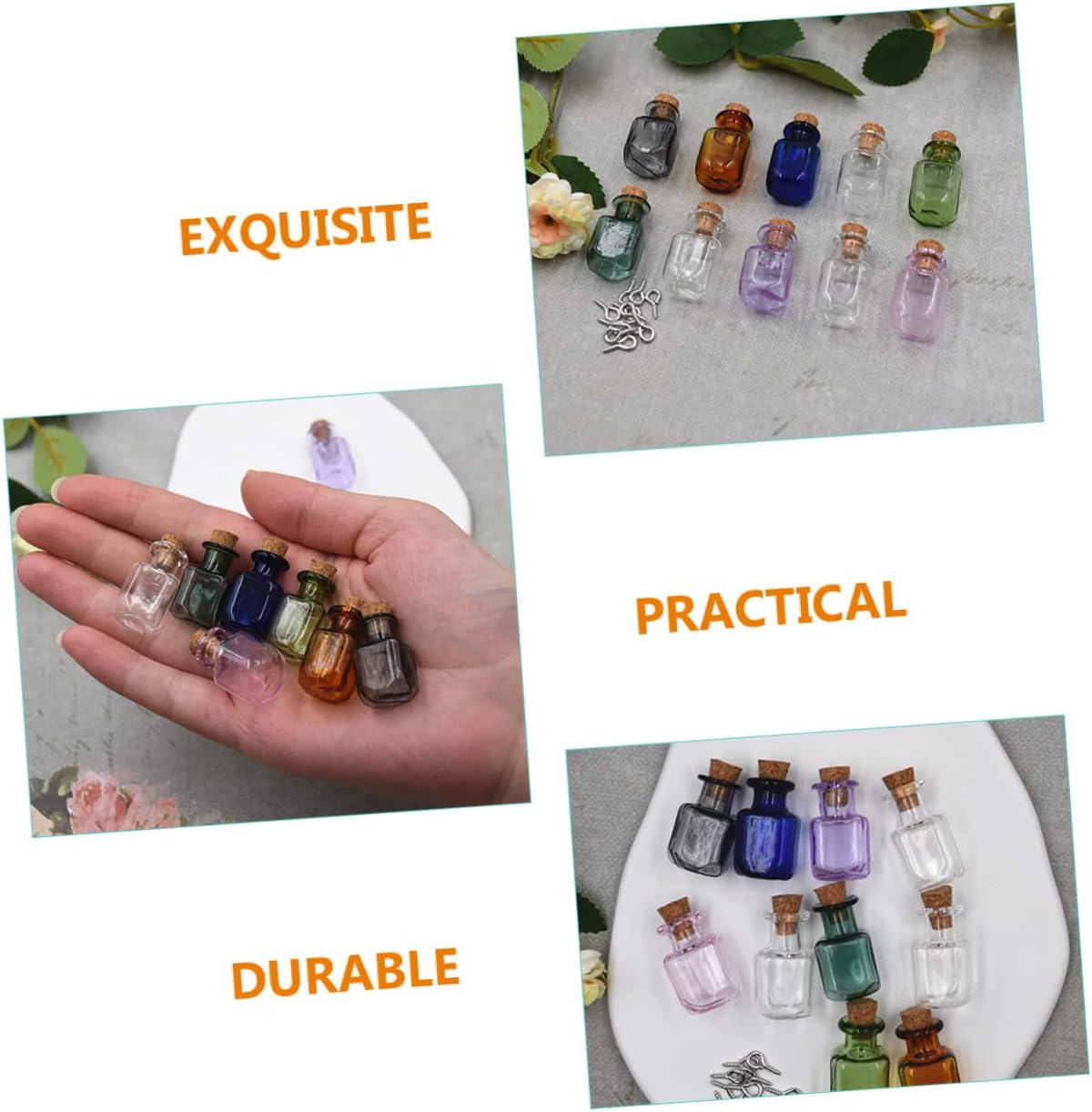 STOBAZA 3Sets Mini Glass Bottle with Lid Creative Glass Jars for Decor Storage Diy Present with Cork Stopper 10Pcs*3