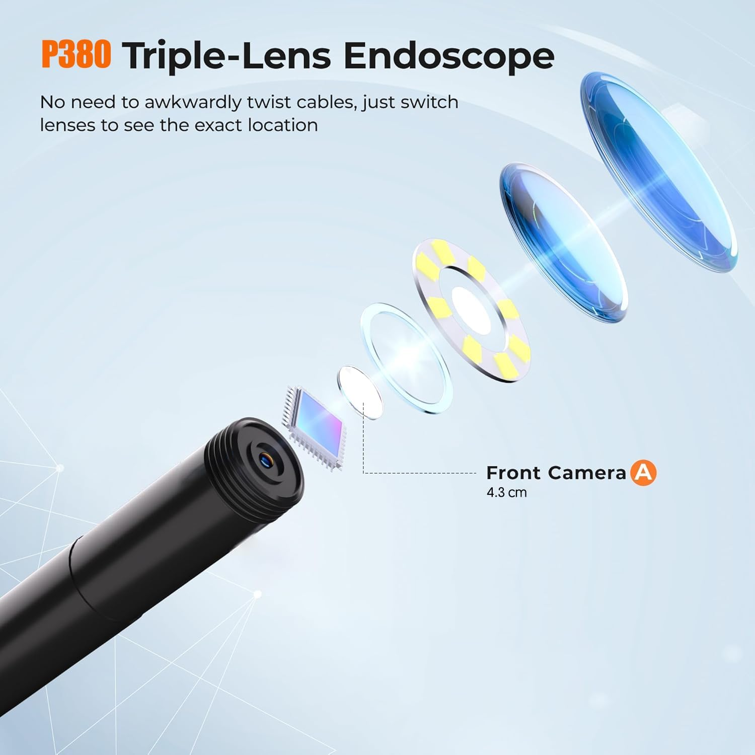 1080P Endoscopic Camera, 10M 4.3-Inch Industrial Endoscope and IP68 Drainage Detection Camera, Suitable for Pipes, Air Conditioning, Cars, Men'S Birthday Gifts, Men'S Tools