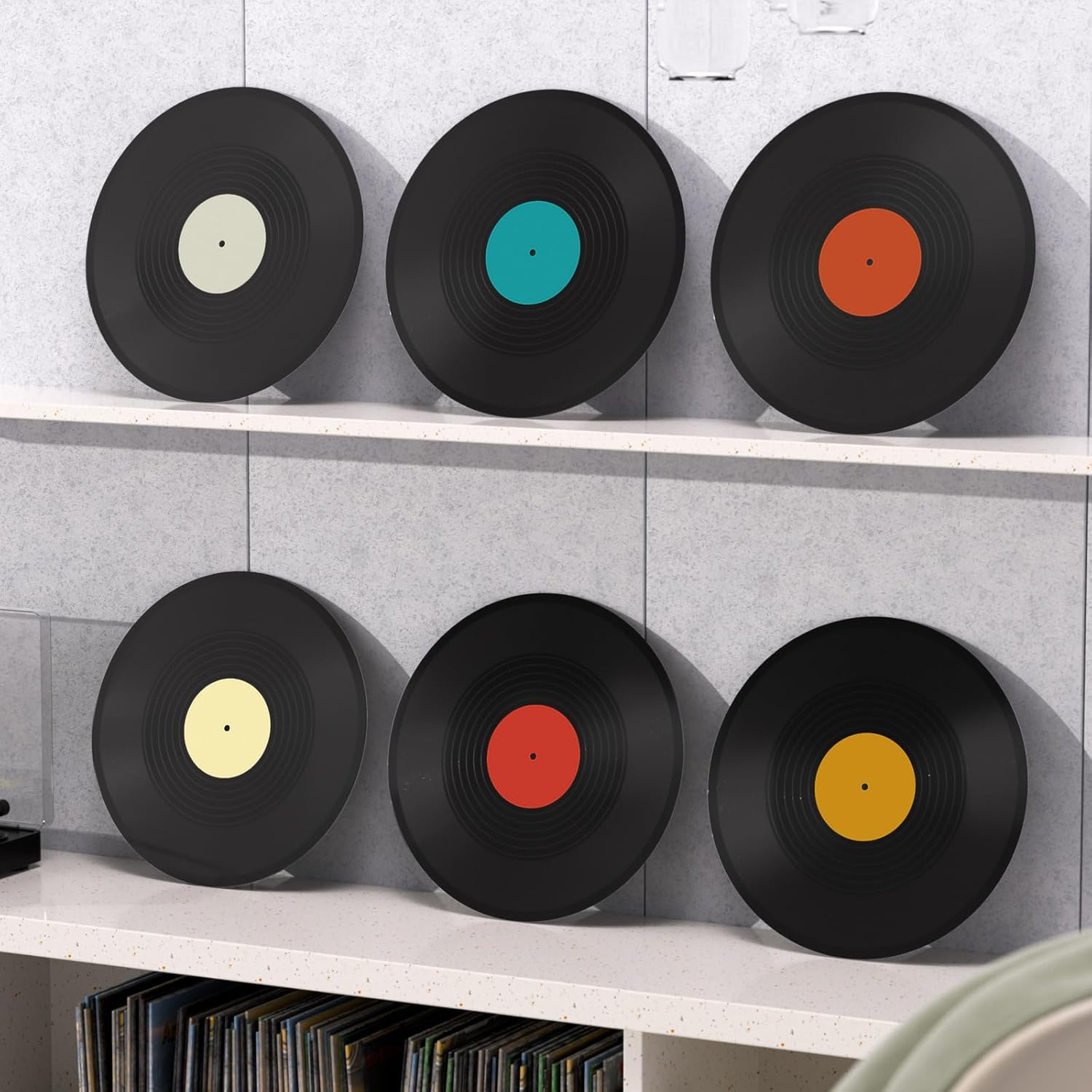 Facmogu 6 Pack 12In Blank Vinyl Record Decor, Fake Vintage Record for Indie Wall Aesthetic Room, 70S 80S 90S Rock & Roll Music Party Decor, Retro Craft Display Records for Home Living Room image number 1