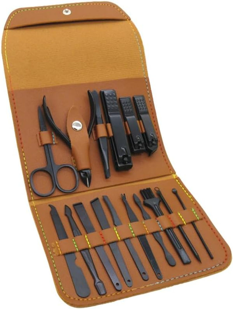 JZS Manicure Set Professional Nail Clipper Kit-16 Pieces Stainless Steel Manicure Kit,Nail Care Tools with Luxurious Travel Case