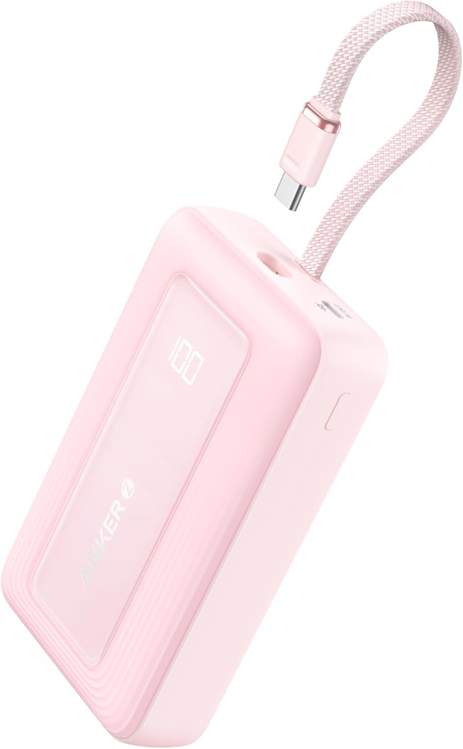 Anker Zolo Power Bank, 20,000Mah 30W High-Speed Portable Charger with Built-In USB-C Cable, 1 USB-C, 1 USB-A, Battery Pack for Iphone 17/16/15 Series, Macbook, Galaxy, and More (Pink)