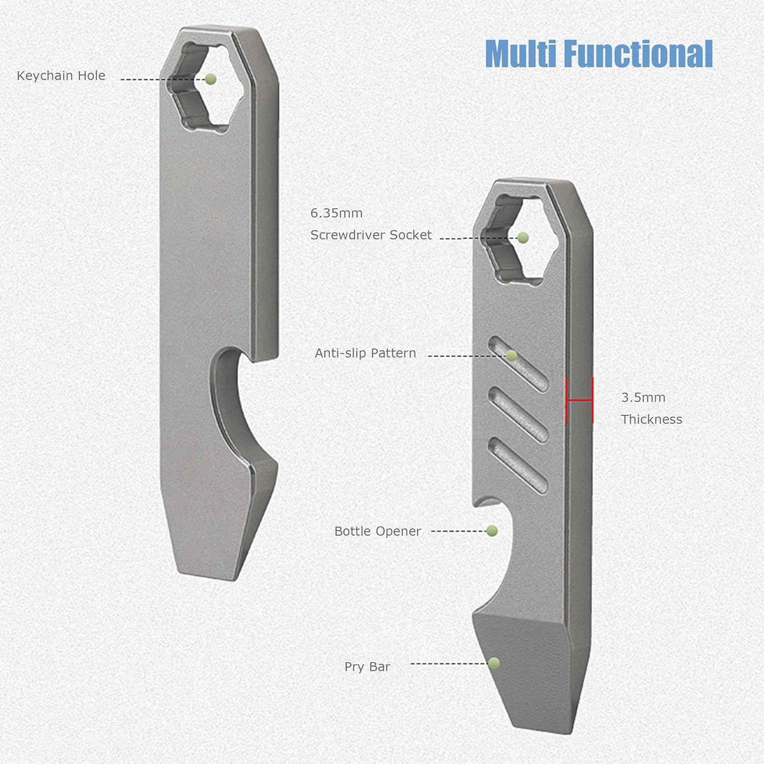 Hamans EDC Pry Bar Mini EDC Tool Pocket Keychain Multi Tool Titanium Pry Bar EDC Pry Bar for Keychains, LQ-07 image number 2