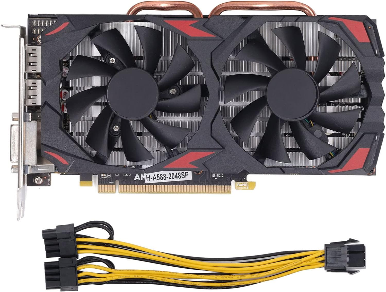 RX580 8GB DDR5 256BIT Graphics Card, PCIE 3.0 Gaming Graphics Card with Cooling Dual Fans, HDMI, DVI, 3Xdp (580 8G D5) image number 1