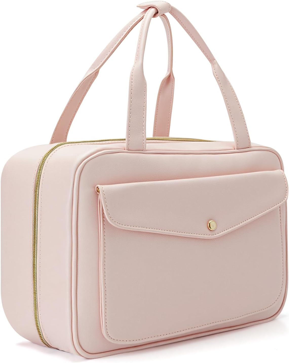 Travel Toiletry Bag,Hanging Leather Large Capacity Travel Wash Bag,Waterproof Portable Make up Bag,Travel Storage Skin Care Cosmetics Toiletries (Pink)