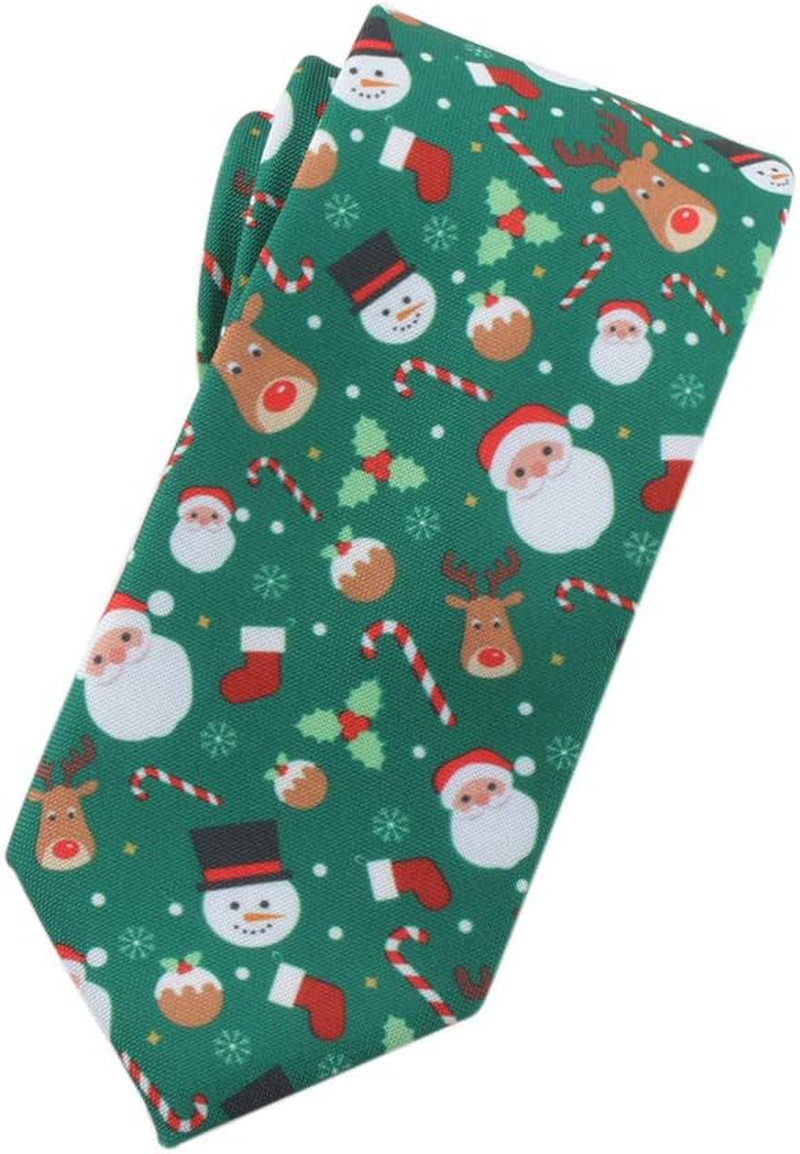 Christmas Tie Xmas Accessories Printed Tie Santa Claus Christmas Tree Elk Snowman Tie Decorative Dress,Tie Width 3.15In - Printed-4 image number 7