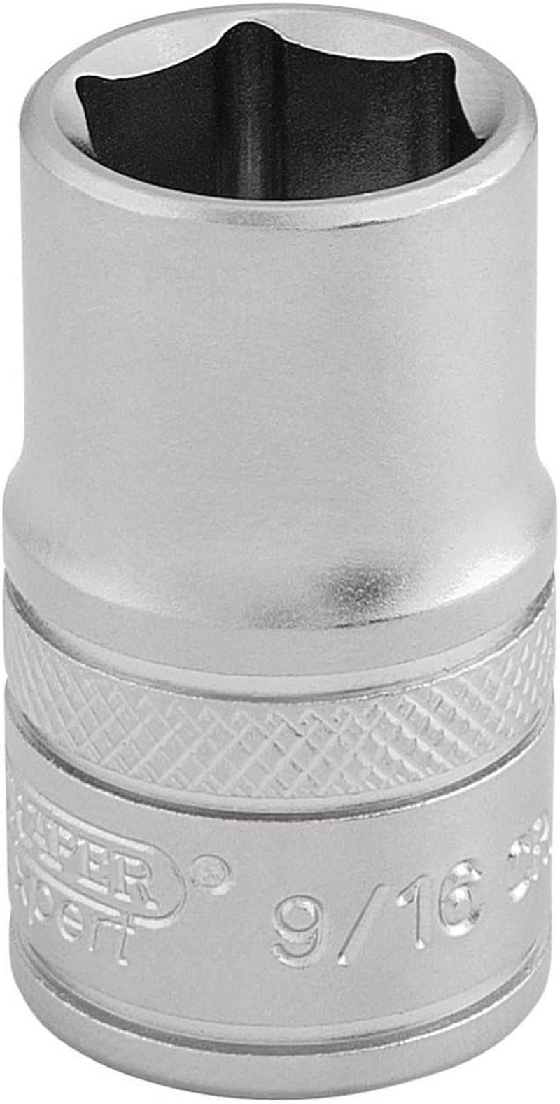 Draper 16636 1/2-Inch Square Drive Micro Satin Chrome Imperial Socket, 1.1/8-Inch Size image number 1