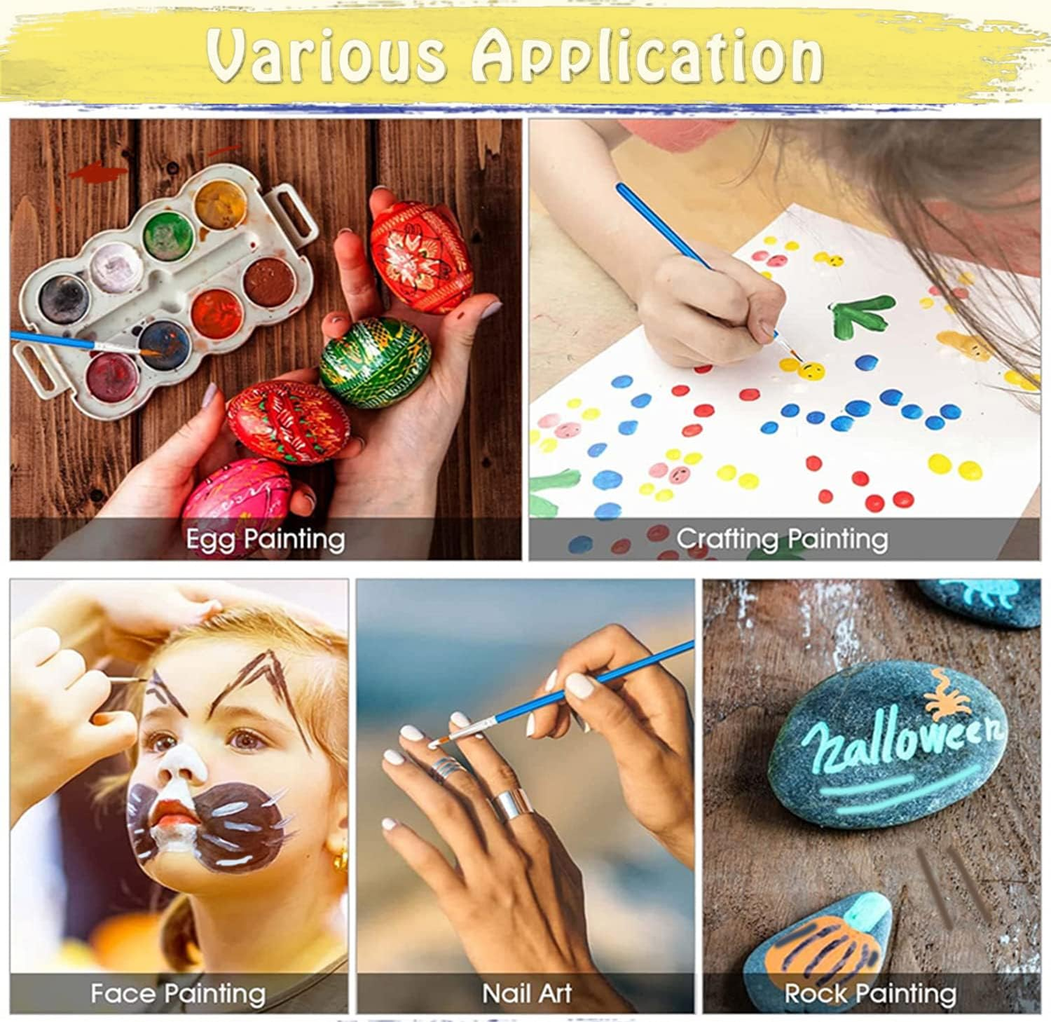 60 Pcs round Paint Brushes,Small Paint Brush for Kids/Students/Starter/Teens/Children ，Detail Paint Brush Set for Art Class Painting/Painting Party/Acrylic Oil Watercolor image number 3