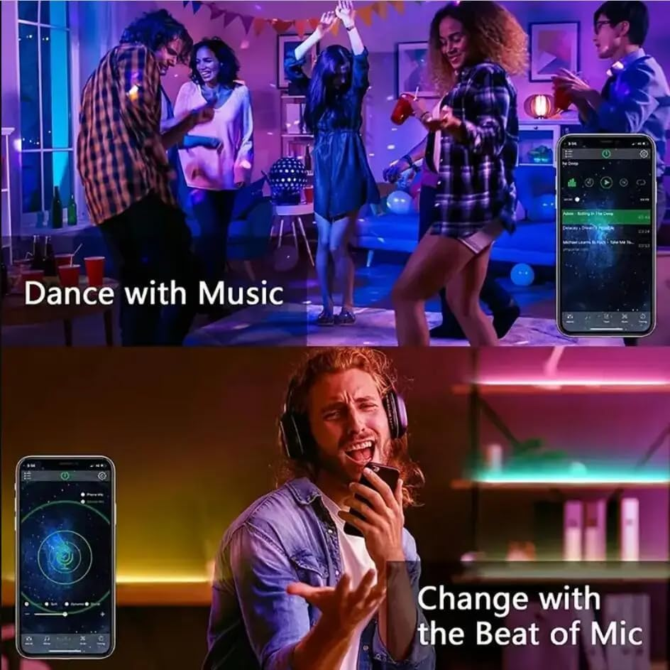 Uantii USB 5V Smart Light Strip,Bluetooth RGBIC LED Strip Lights Timing Music Sync with Remote Control,Bluetooth App Control for Bedroom TV Backlight Ceiling Game Room (2M)