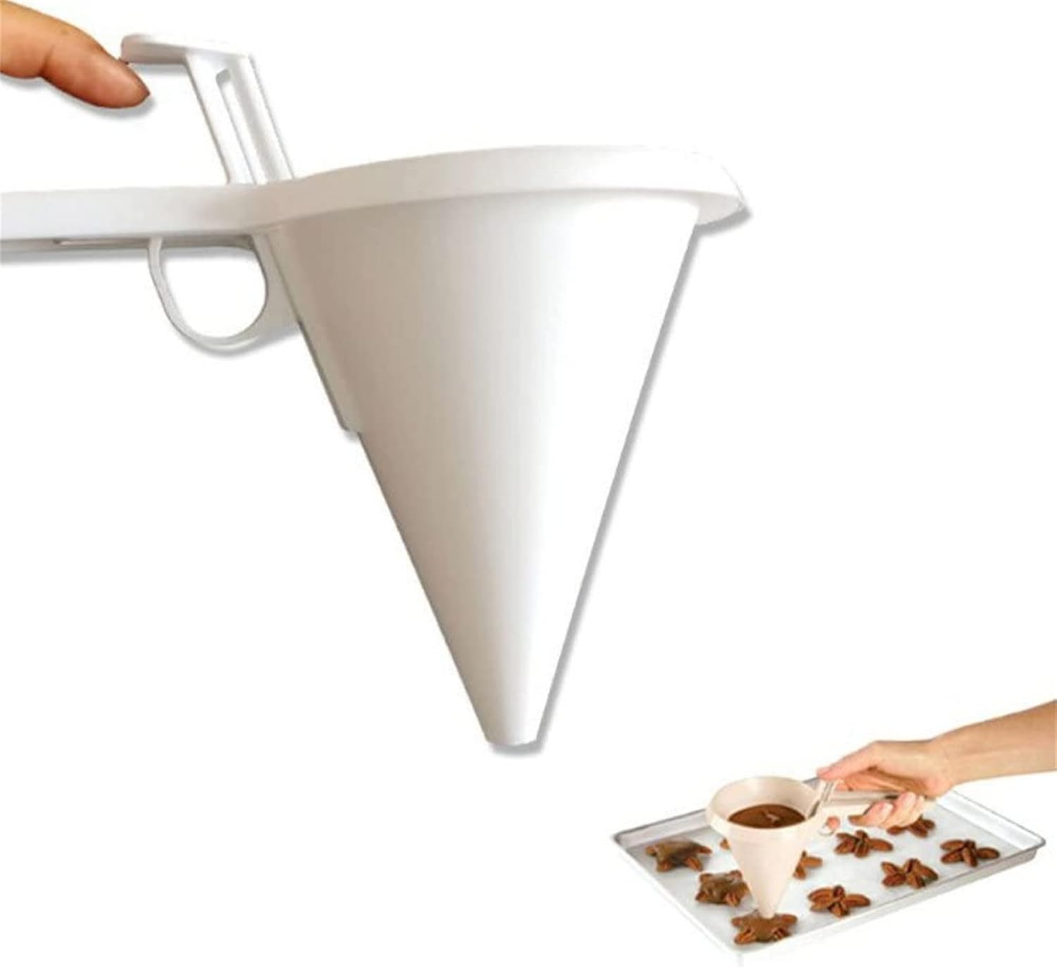 Chocolate Funnel,Adjustable Cake Cream Funnel for Baking Cake Decorating Kitchen Gadget Tools Accessories,Funnel Mold White Foodgrade Plastic Pancake Cream Batter Dispenser Cake Tool image number 2