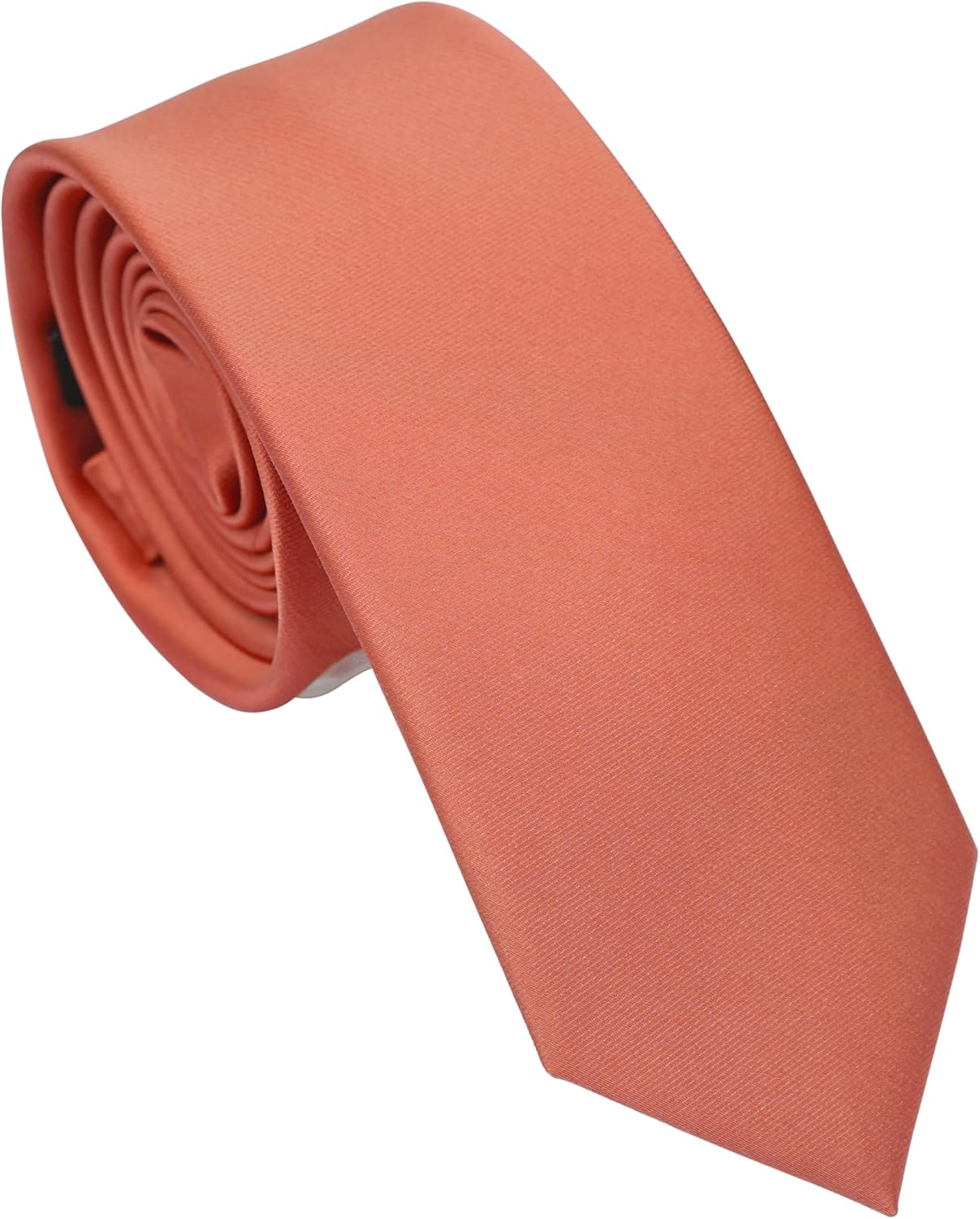 Skinny Solid Color Neckties, 2.5" Slim Ties for Men, 19 Colors 1 or 5 Pack, Groomsmen Solid Ties 5-Lot for Wedding