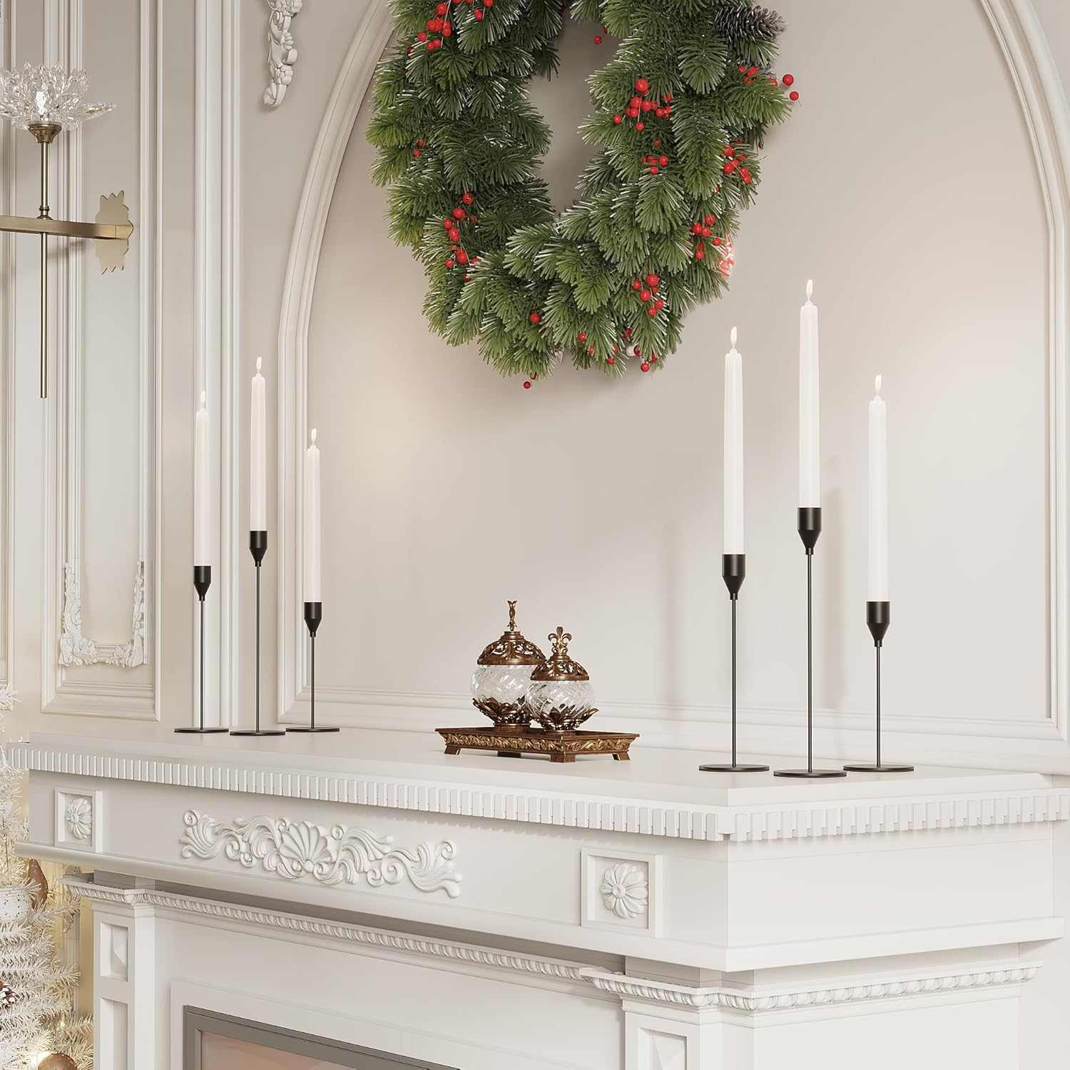 Matte Black Candle Holders for Taper Candles, Set of 6 Tall Metal Decorative Candlestick Holders for 3/4 Inch Thick Candle,Table Mantel Centerpiece for Wedding, Dinning, Party, Anniversary image number 2