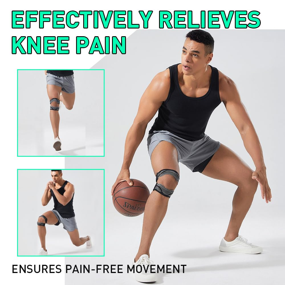 PROMBF Patella Knee Strap, Knee Support Brace for Men and Women,Patella Knee Brace for Knee Pain Relief,Arthritis, ACL, Knee Pain Relief, Injury Recovery and More Sports,Black - Grey image number 3