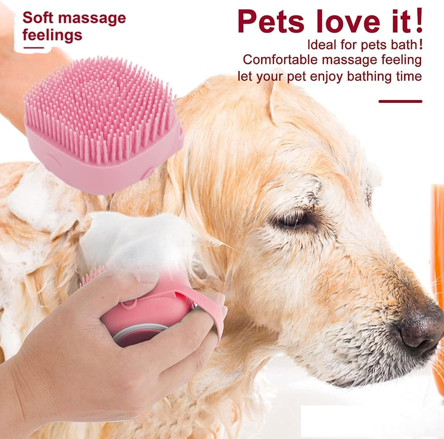 7Pcs Pet Grooming Kit, Self-Cleaning Brush Shedding Kit with Nail Clipper, Flea Comb, Shampoo Bath Brush, Finger Toothbrush, Storage Bag (Pink) image number 4