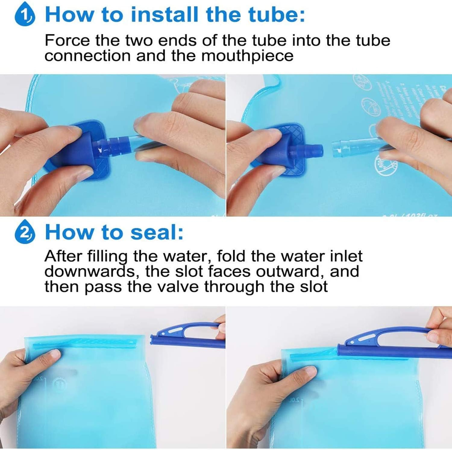 Hydration Bladder 2L Water Bladder BPA Free, 7Inch Large Opening Water Reservoir, Leak Proof Military Water Storage Bladder Bag for Cycling Hiking Camping Biking Running&hellip; - 3L Blue image number 2