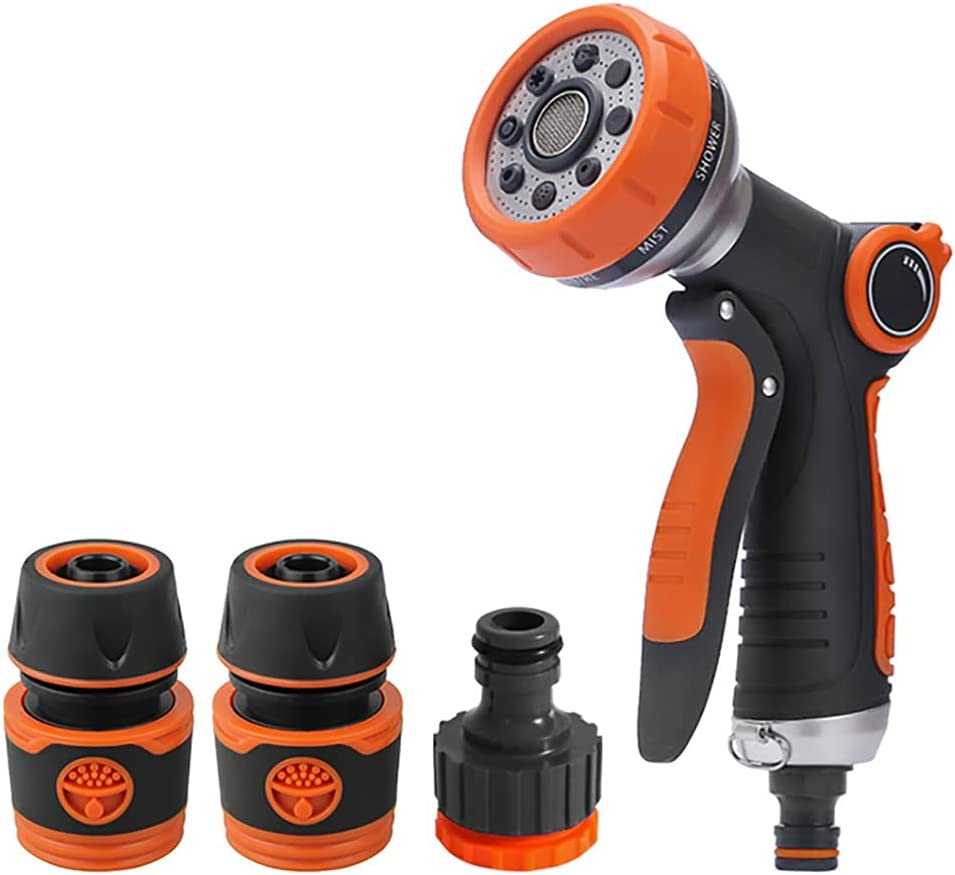 Water Nozzle,Garden Hose Nozzle,Multi Garden Hose Spray Gun,8 Watering Patterns High Pressure Nozzle Sprayer for Watering Lawn,Car Washing,Cleaning,Pets Wash (Black & Orange) image number 4