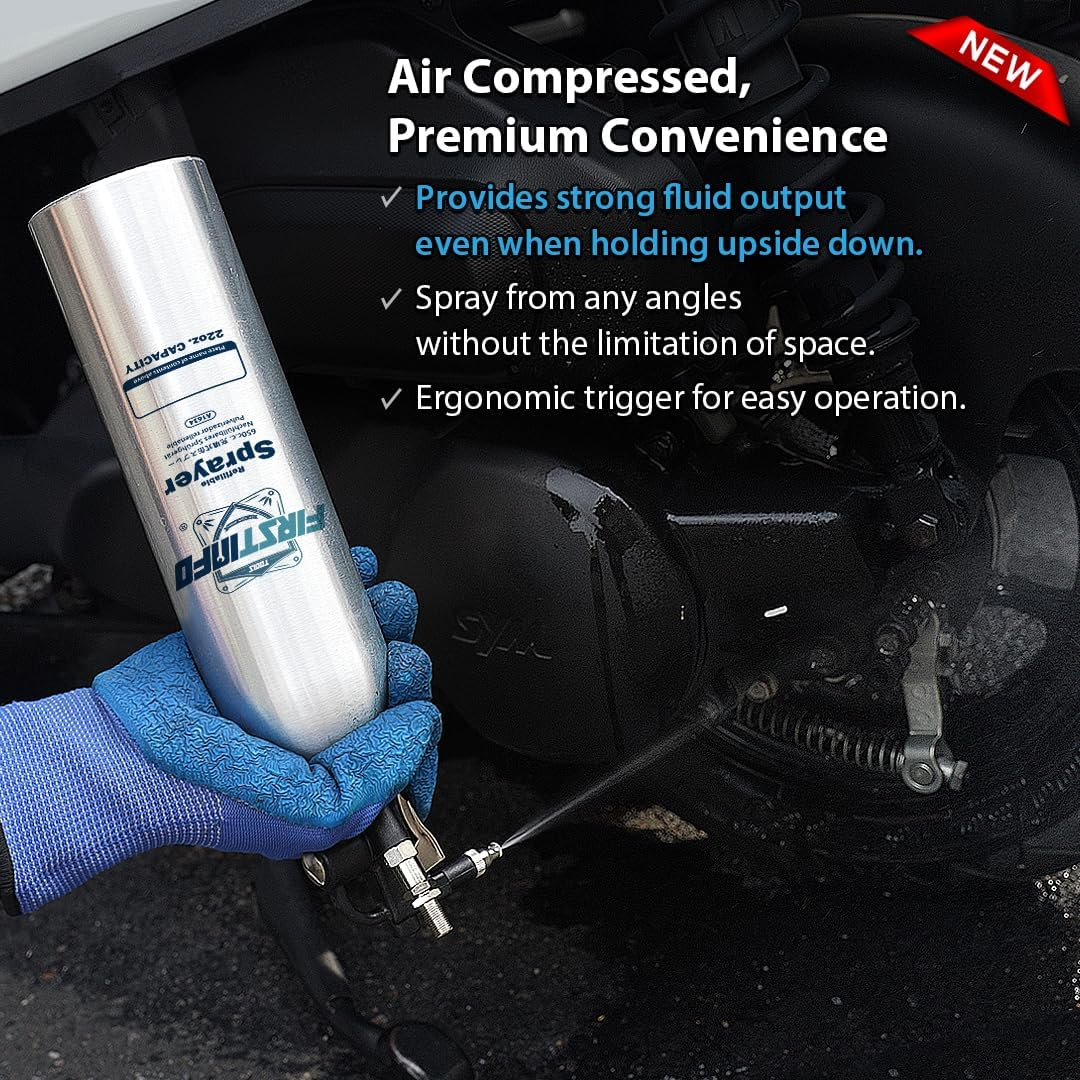 FIRSTINFO A1634 Patented 650Ml Aluminum Canister Aerosol Refillable Spray Can/Compressed Air Sprayer/Max. Pressure 110 Psi/Short Nozzle with Mist Spray image number 3