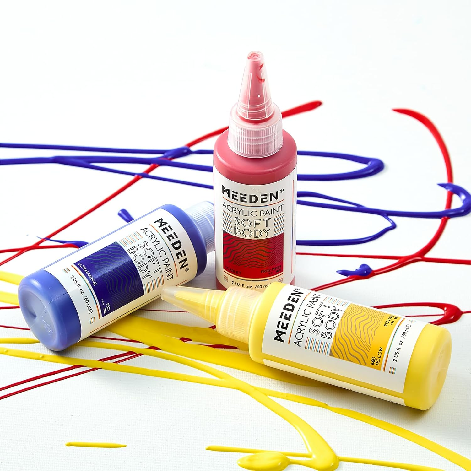 MEEDEN Soft Body Acrylic Paints Set: 24 Matte Finish Colors X 60Ml/2Oz Fluid Acrylic Paints for Art Painting on Canvas Wood & Glass for Students Adults Artists image number 1