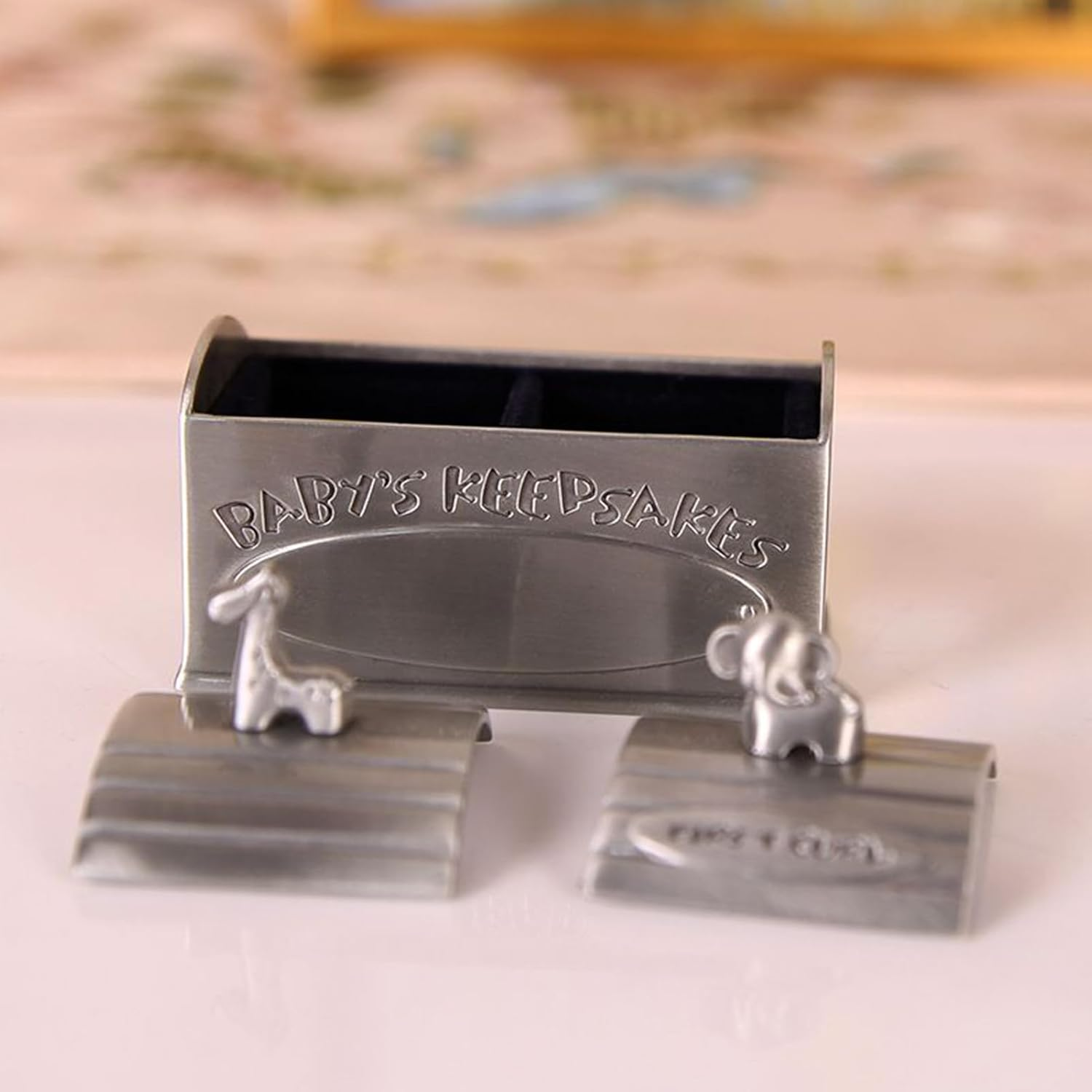 First Tooth Keepsake Box,Zinc Alloy Tooth Fairy Box Cute Animal Design - Elegant Memory Tin for Children Toddler Girls Baby Kid Birthday Shower - Silver image number 6