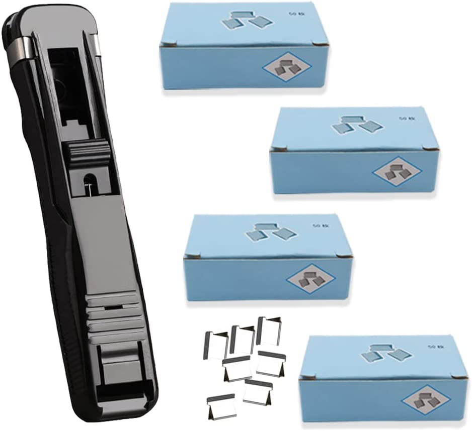Modixun Clam Clip Dispenser with 208 Reusable Refill Clips, Will Not Damage Your Papers, Binder Clips Paper Clips for School Office, Black image number 1