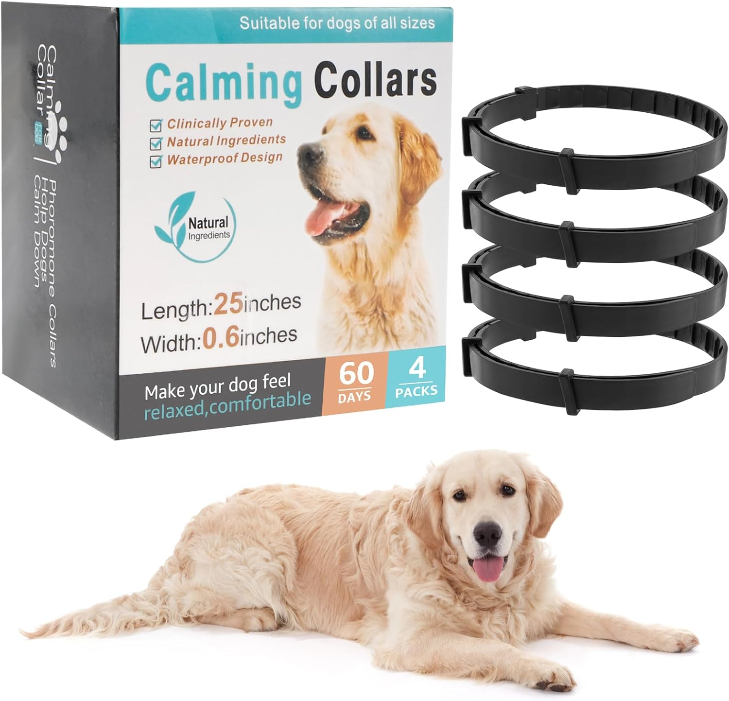 Calming Collar for Dogs 4 Packs Dog Pheromone Collars Pheromones Calm Last 60 Days Adjustable Dog Calming Collar Flexible Pheromone Collar for Separation Stress and Fear Pouywh(4Pcs,Black) image number 4