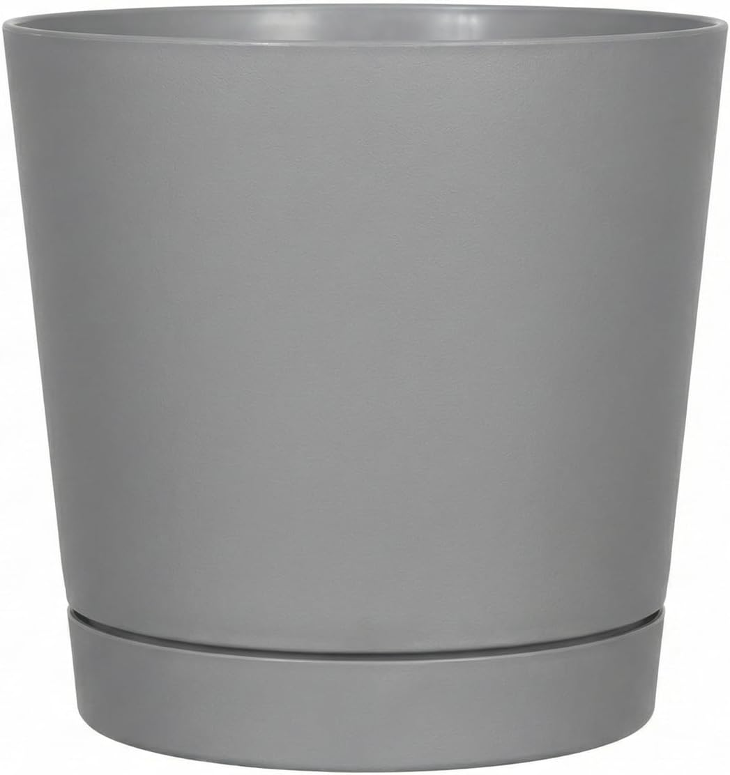 Novelty Majestic Full Depth round Cylinder Pot, Glossy White, 6-Inch (10062) - 12-Inch, Grey