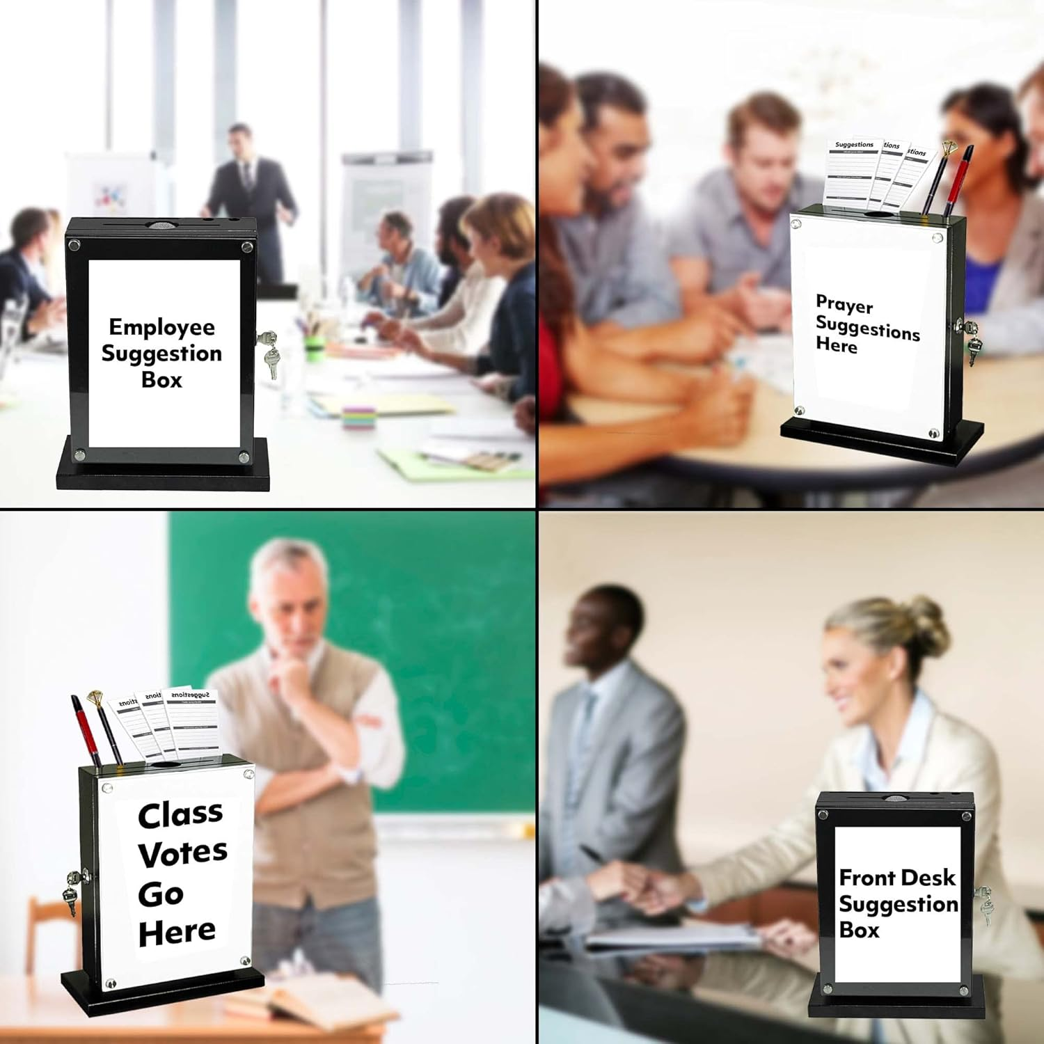 POCHAR Black Alloy Steel Lockable Suggestion Box with Wall Mount Option - Use as Offering, Tithe, Prayer Request, Tip, Donation or Ballot Box (10'' X 4.75'' X 12.5'') image number 1