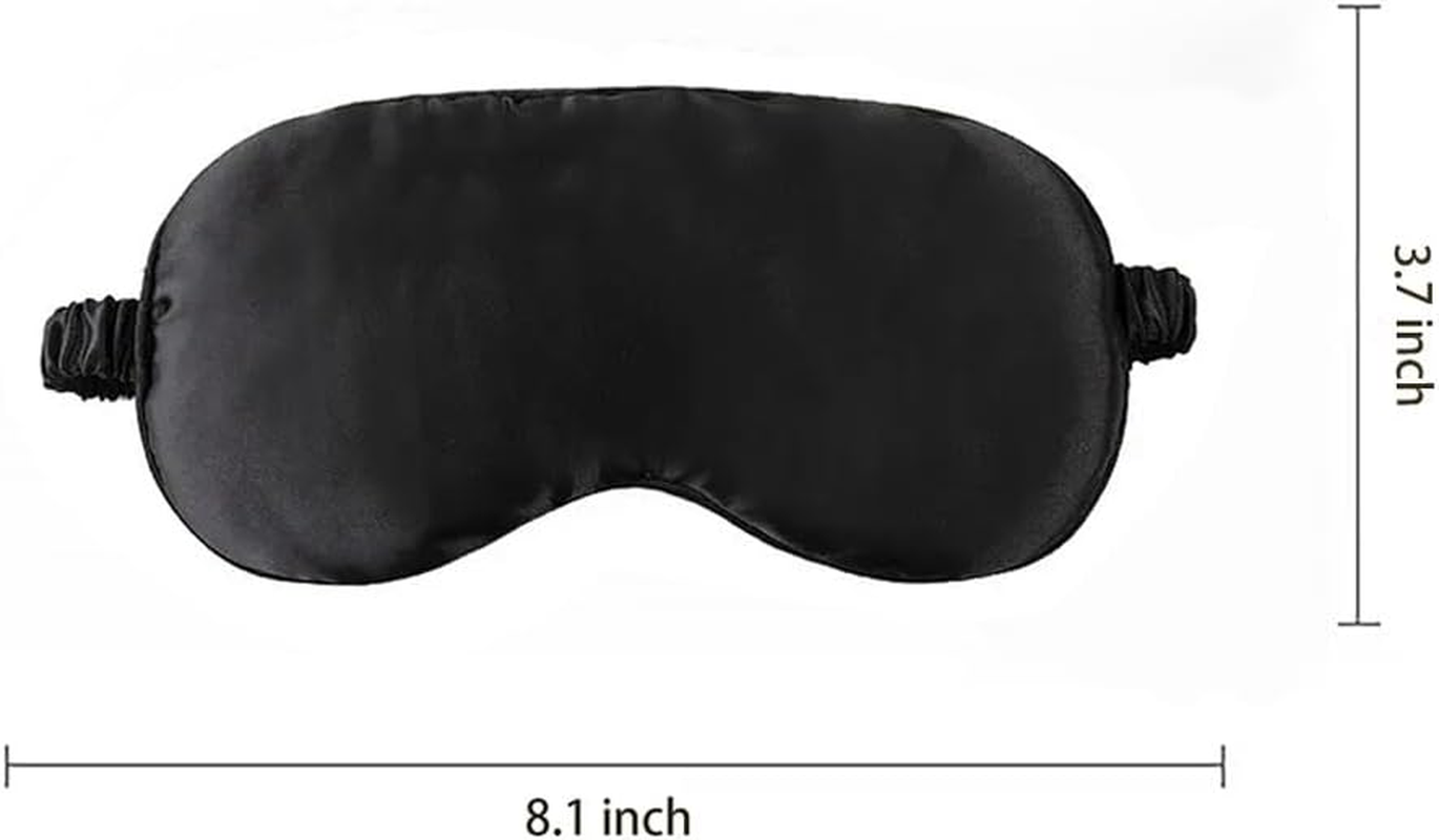 Sleeping Mask Soft Silk Satin Travel Blackout Eye Mask with Elasticated Strap/Headband Soft Eye Mask for Nighttime Sleeping, Travelling, Napping (Black & Black) image number 6