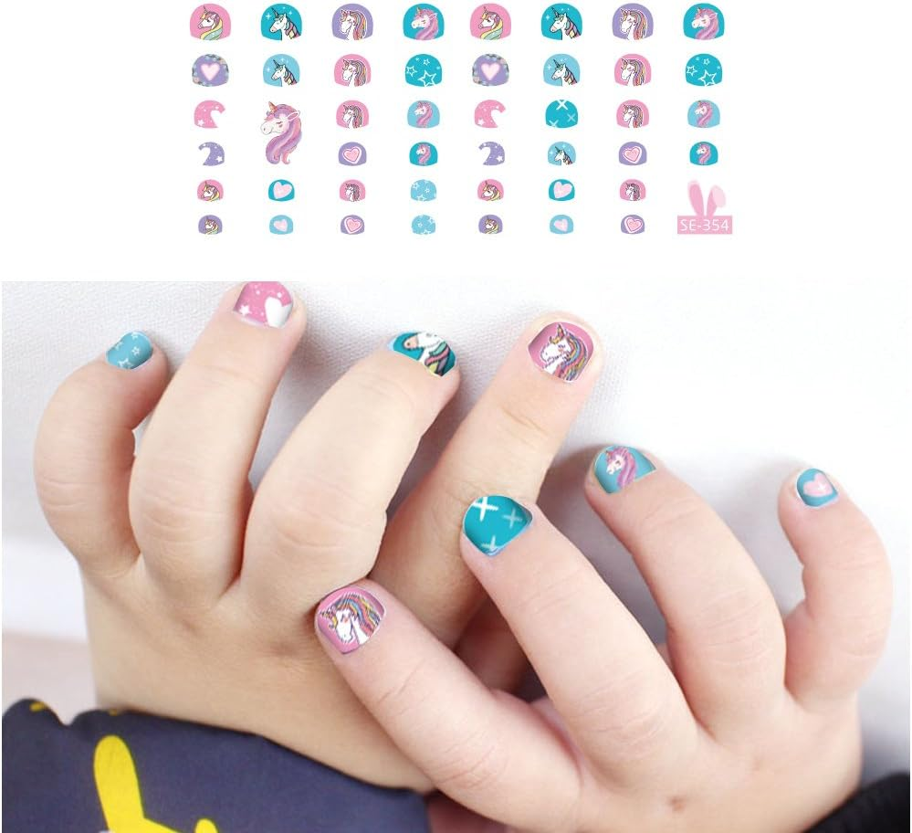 Fanoshon Unicorn 3D Nail Art Stickers Decals Self-Adhesive for Kids Little Girls, 270+ Cute Nail Tip Star Crown Princess Nail Manicure for Fingernails Toenails Birthday Party Supplies Gift Favors image number 1
