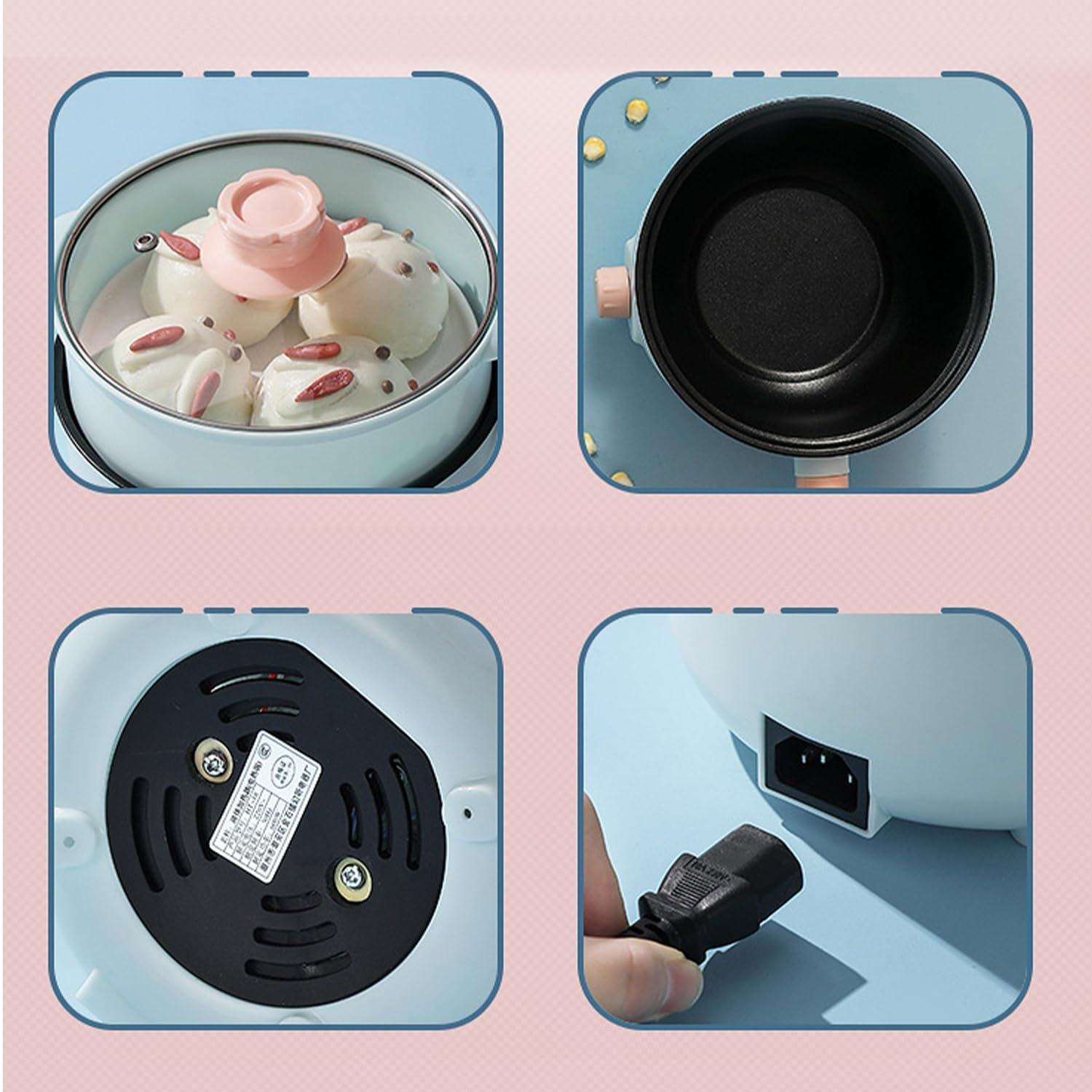 Electric Hot Pot, 1.5L Mini Multifunction Electric Cooker for Shabu-Shabu, Stir Fry, Noodles, Pasta, Nonstick Frying Pan for Saut&eacute;, Dual Power Control Ramen Cooker for Dorm and Office