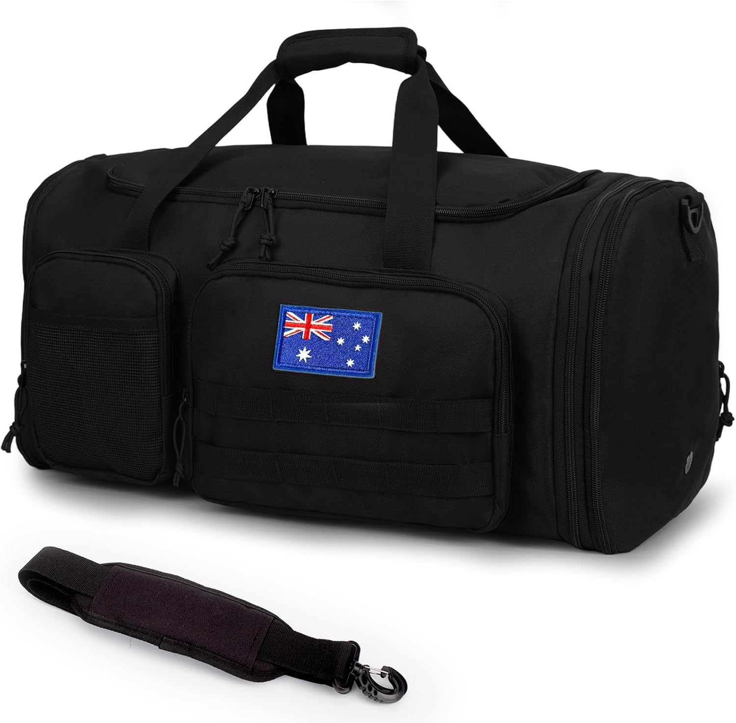 Tactical Duffle Bag for Travel Expandable 52L Large Duffle Bag for Men Gym Duffel with Wet Pocket Multi-Functional Carry on Bags Weekender Overnight Bag Organizer Duffel Bag for Travel