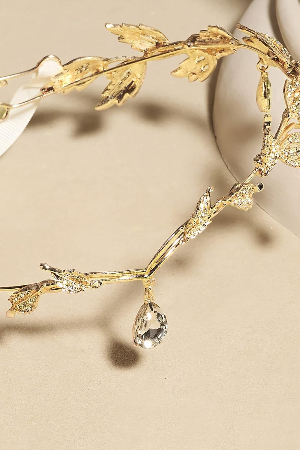 BABEYOND Crystal Leaf Wedding Headpiece Headband Bridal Bridesmaid Forehead Band Rhinestone Bridal Tiara Crown with Gift Box - Rose Gold image number 6