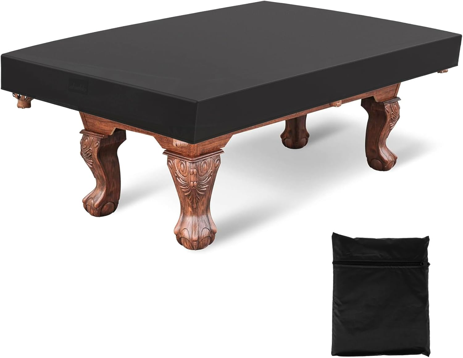 Pool Table Cover, 7FT /8FT Waterproof Billiard Table Cover, Heavy-Duty 210D Oxford Cloth Snooker Table Dust Cover Machine Washable Billiard Table Protector for Pool Table, Black (100X56X8 Inch) image number 4