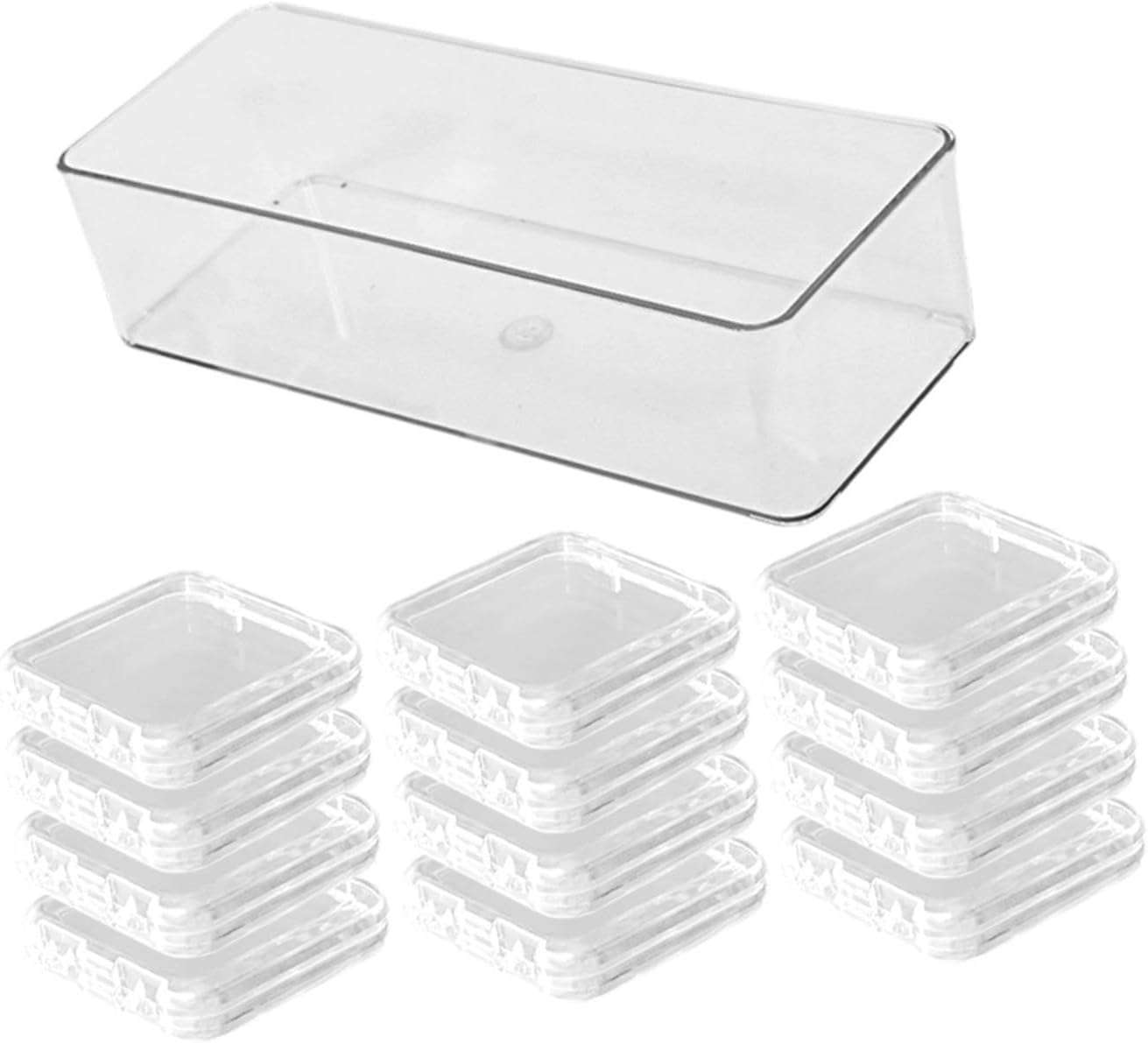 Eigell Press on Nail Storage Box Set False Nail Organizer Transparent Multipurpose Business Nails Packaging Box Display Case, Long Box