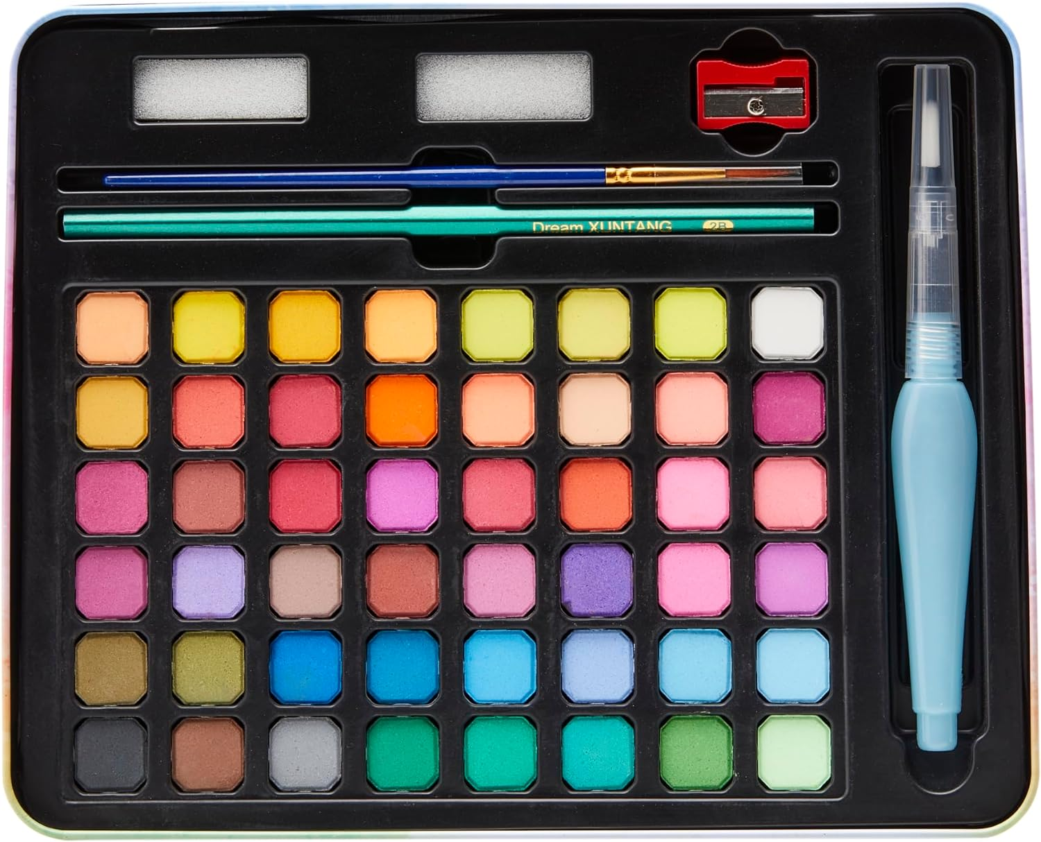 Professional 48 Water Colour Paint Set - Non-Toxic Paints & Vibrant Pigments Watercolour Set with Water Brush Pen and Metal Box Art Kit - Perfect for Kids, Adults, Beginners and Artists image number 5