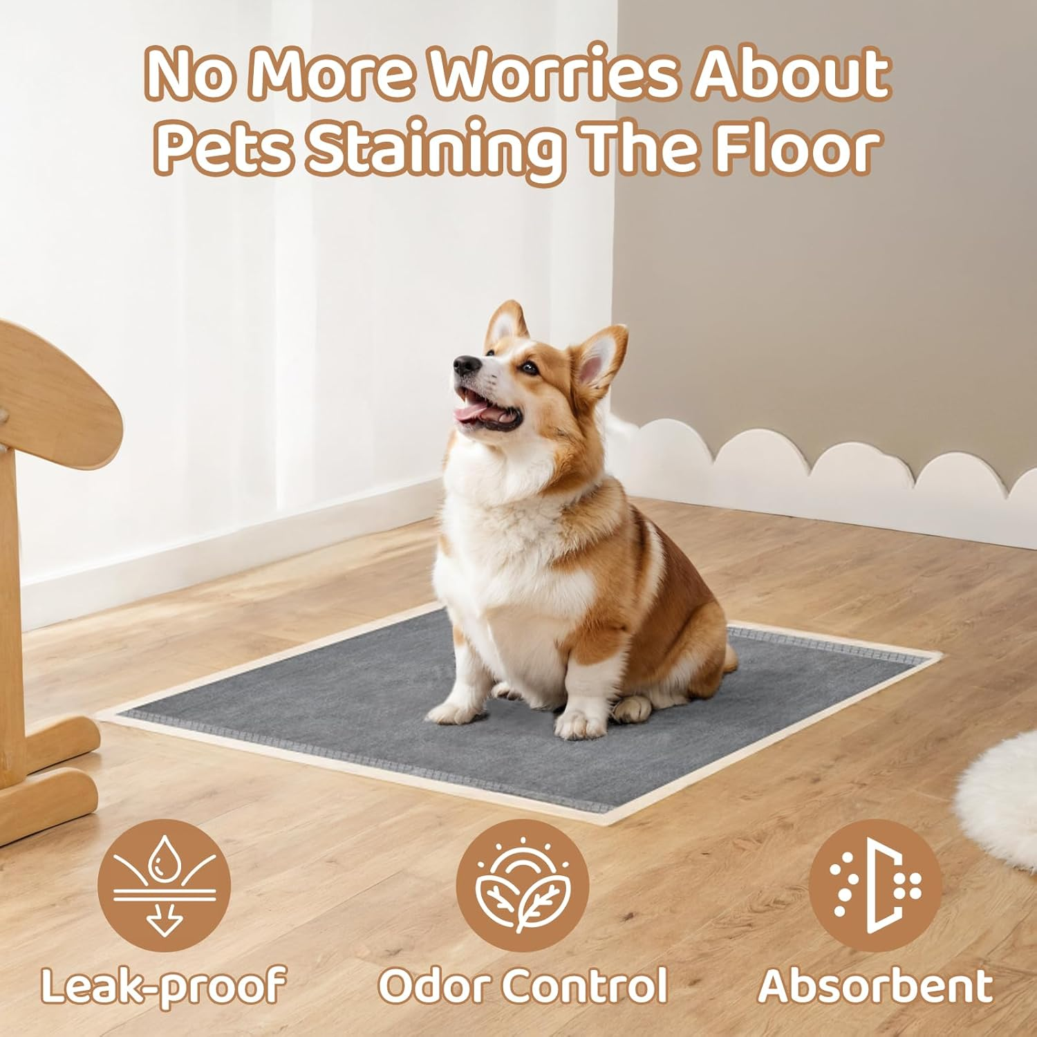 JORAGO Puppy Pads 100Packs - Bamboo Charocoal Dog Pee Training Pads, Disposable Dog Urine Pads, Leak Proof Quick-Dry & Super Absorbent Pet Piddle and Potty Pads for Puppies, Cats, Rabbits, 33X45Cm image number 6