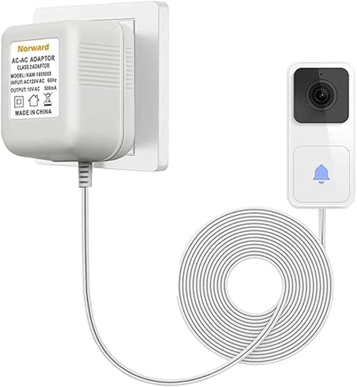 Ketimos 24V/500Ma Doorbell Power Cord,Compatible with Ring, Nest, Wyze & Eufy Smart Doorbells - 8M Cable (AU Plug) White