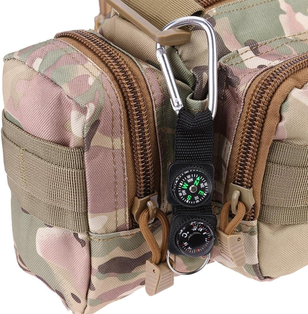 3In1 Compass Thermometer Outdoor Hiking Tactical Survival Carabiner Key image number 2