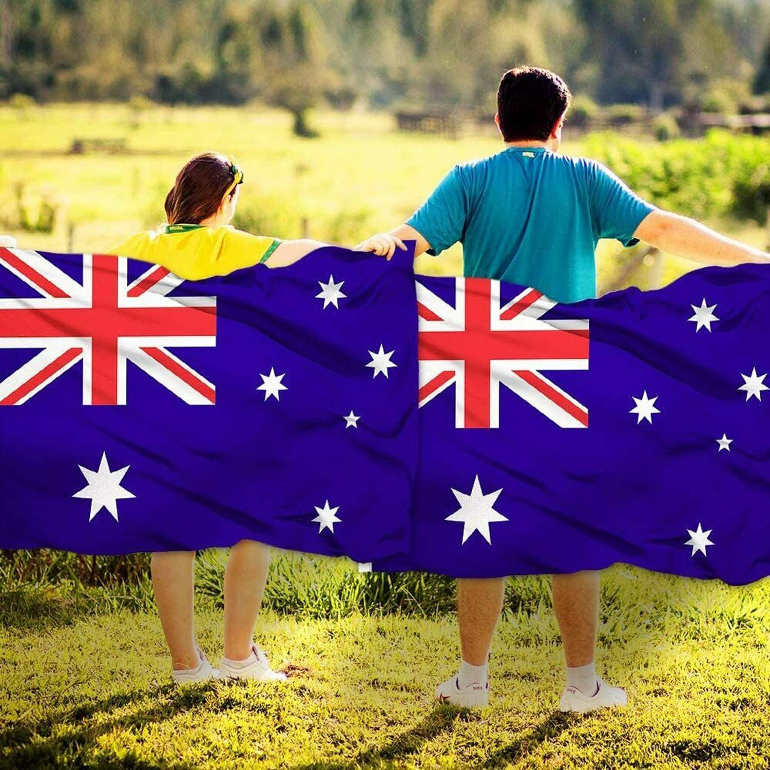 Australia Aussie Flag 3X5 FT, Outdoor Australia Day OZ Aus Festival Australian National Flags 90X150Cm, Polyester, Vivid Color, Fade Proof, Canvas Header, Double Stitched Designed with Brass Grommets image number 6