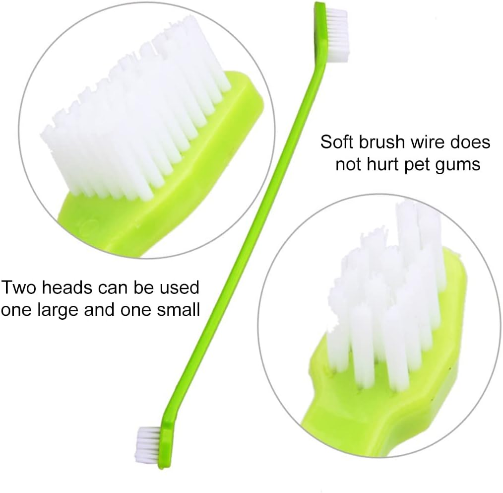 Pet Toothbrush Pack - 4 Toothbrushes for Dogs & Cats: 2 Triple Head & 2 Long Handle image number 3