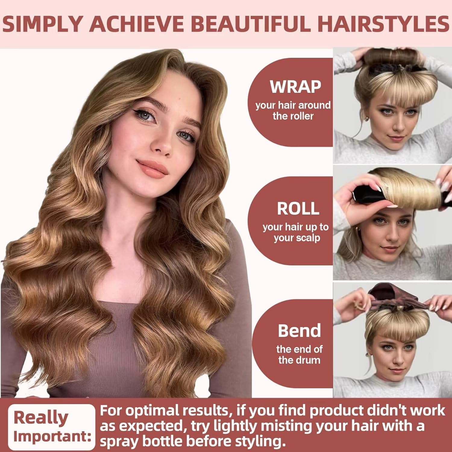 Satin Heatless Curling Rod Set for Overnight Curls &ndash; 6Pcs No-Heat Hair Rollers for Sleeping, Gentle Waves & Voluminous Curls image number 2