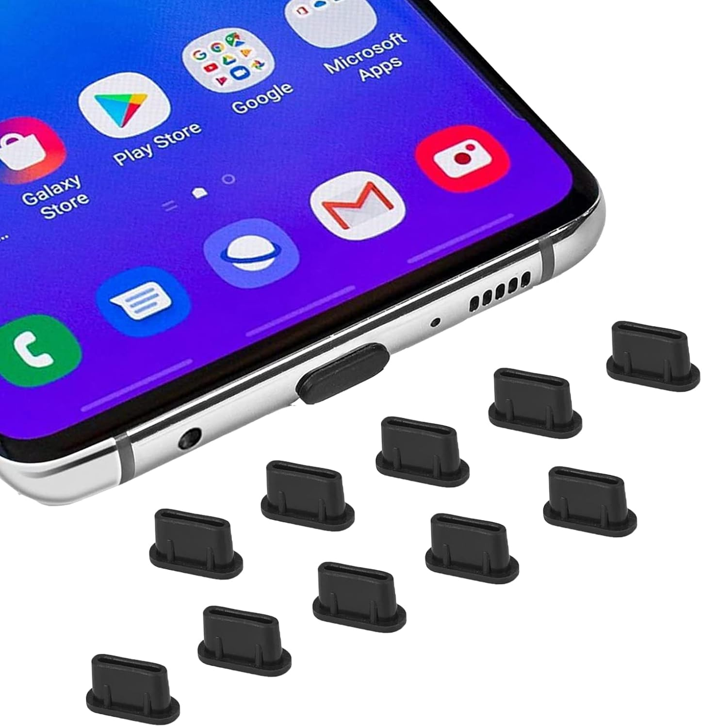 USB C Cover, 10 Pack Type C Dust Plug Charger Port Protector for Iphone 17 16 15 Pro Max, Samsung Galaxy S24, S23, S22 Ultra S21 FE S20, Note 20, All USB C Devices & Macbook Laptop image number 4