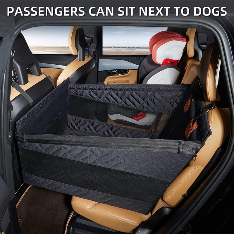 Dog Car Seat for Medium Dogs, Foldable Back Seat Extender for Dogs,Large Pet Car Seat Cover for Back Seat,Dog Hammock for Car Back Seat Pet Bed Mattress,Easy Clean for Cars (Black Large) image number 5