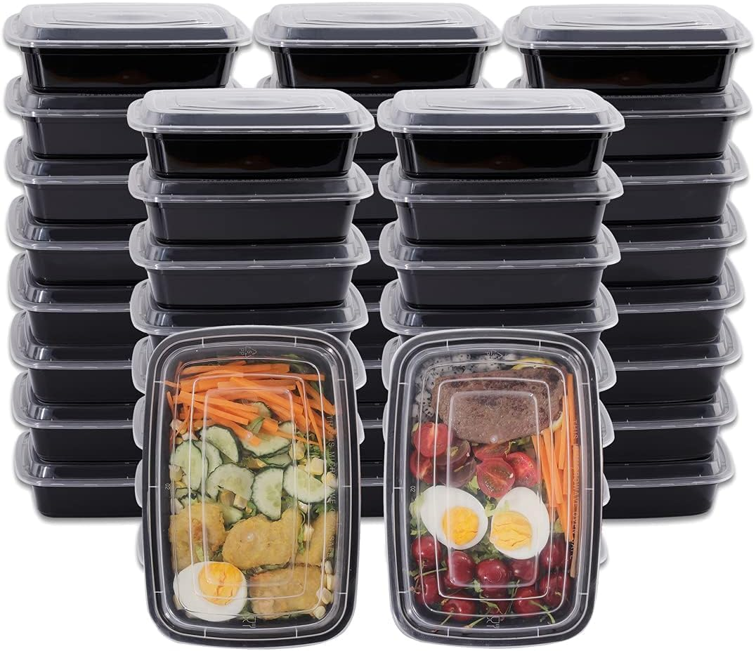 35 Pack 32Oz Food Storage Containers with Lids &ndash; Extra Large & Thick Meal Prep Containers, Bpa-Free Reusable Plastic Bento Boxes, Stackable, Microwave/Dishwasher/Freezer Safe image number 4