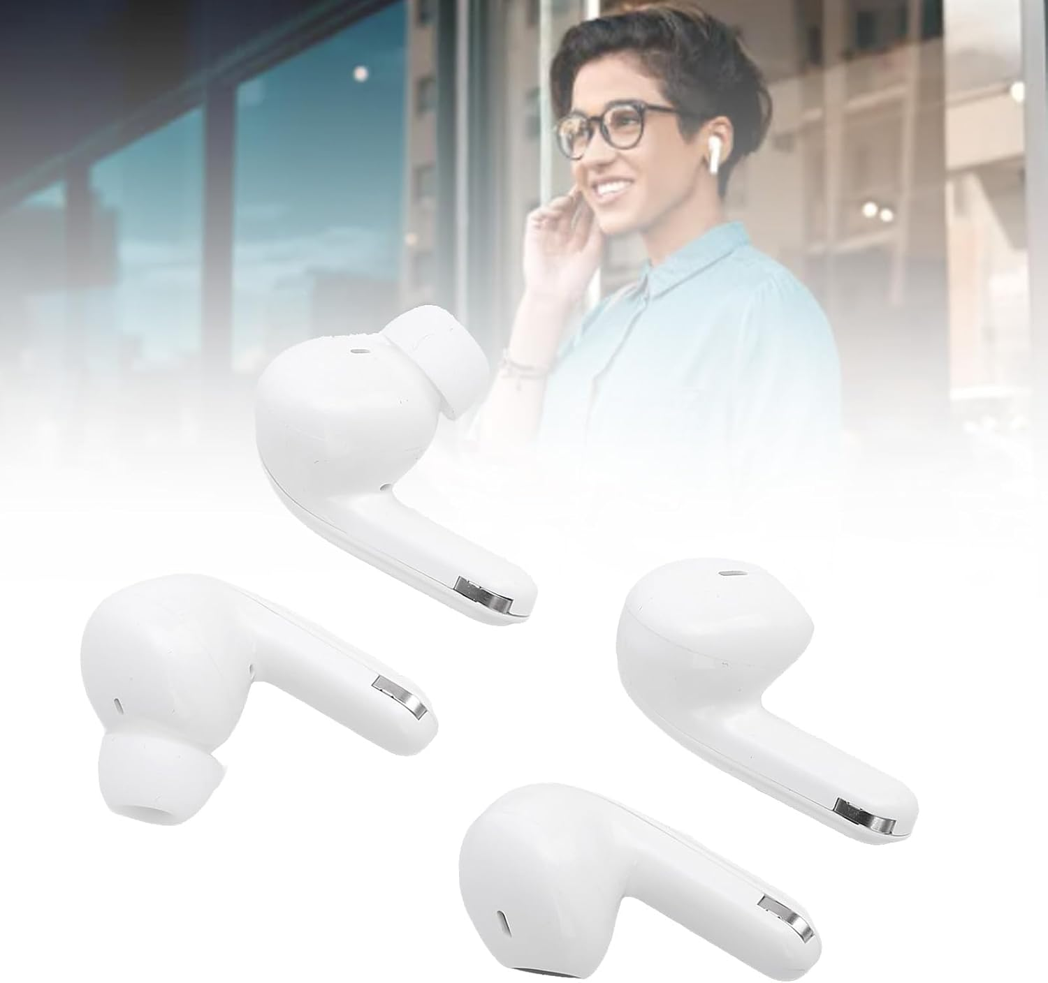 GOWENIC 4 in 1 Wireless Earbuds, Wireless Distance 20 Meters/65.6 Feet, with Two Pairs of Earbuds, for You to Enjoy Music with Your Partner or Friends image number 5