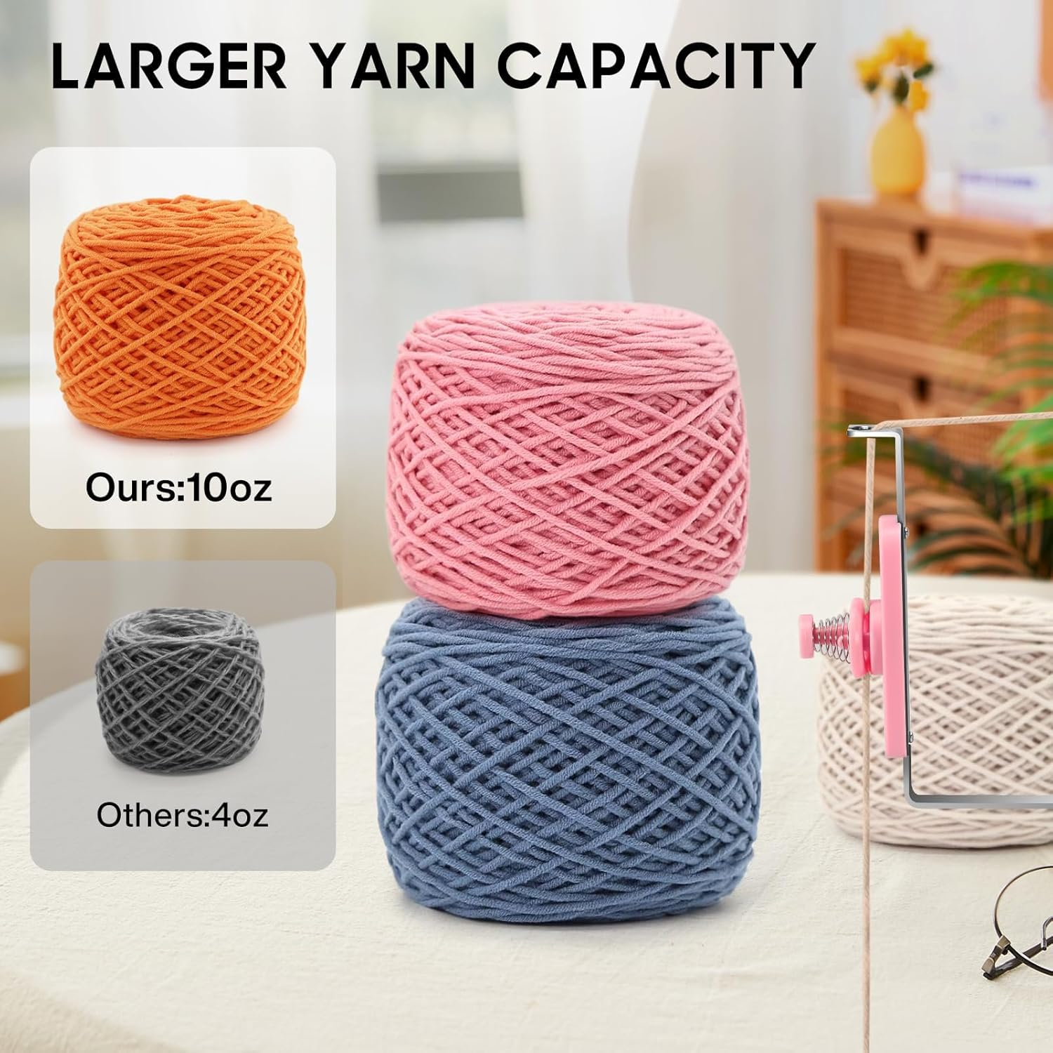 Electric Yarn Winder for Crocheting High Speed, Upgrade Three Gears Adjustable 4-10Oz Large Capacity Automatic Yarn Ball Winder, Yarn Spinner, the Helper for Knitting Enthusiast image number 3
