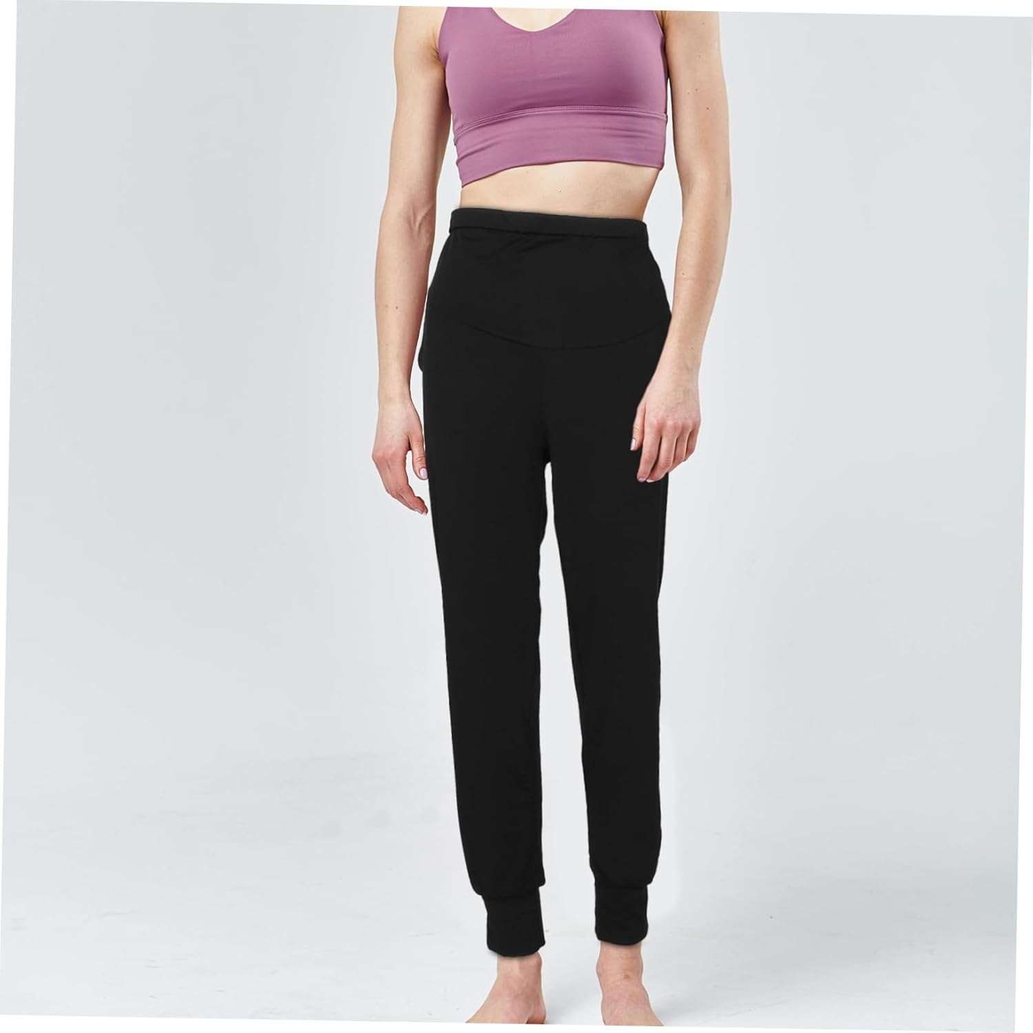 Baluue Maternity Yoga Pants Women High Waisted Seamless Leggings Pregnancy Workout Lounge Black L