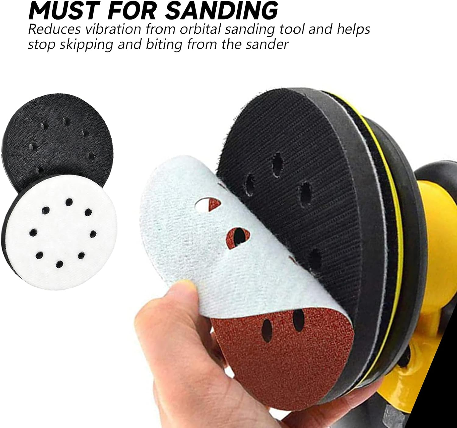 2Pcs 125Mm Soft Sponge Interface Pad Sanding Pad - 8-Hole Random Orbital Sander Replacement Pad Impact-Resistant Interface Cushion with Noise Reduction for Polishers & Sanders image number 1