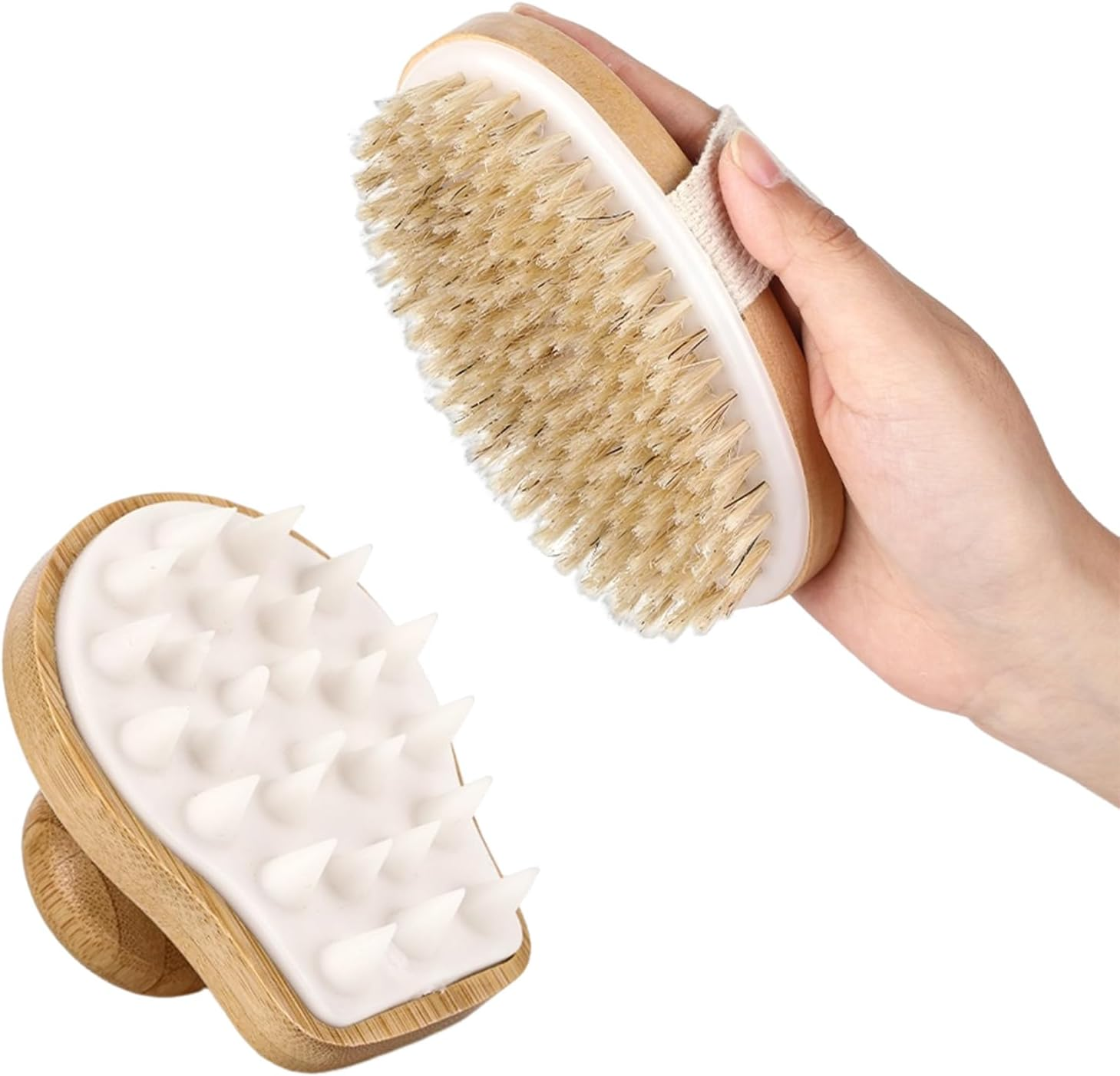SYTHAK Dry Brushing Body Brush Sets,Medium Strength Natural Bristles and Massage Brush Gentle Exfoliator Remove Cellulite Lymphatic Drainage Makes the Skin of the Entire Body Softer image number 6