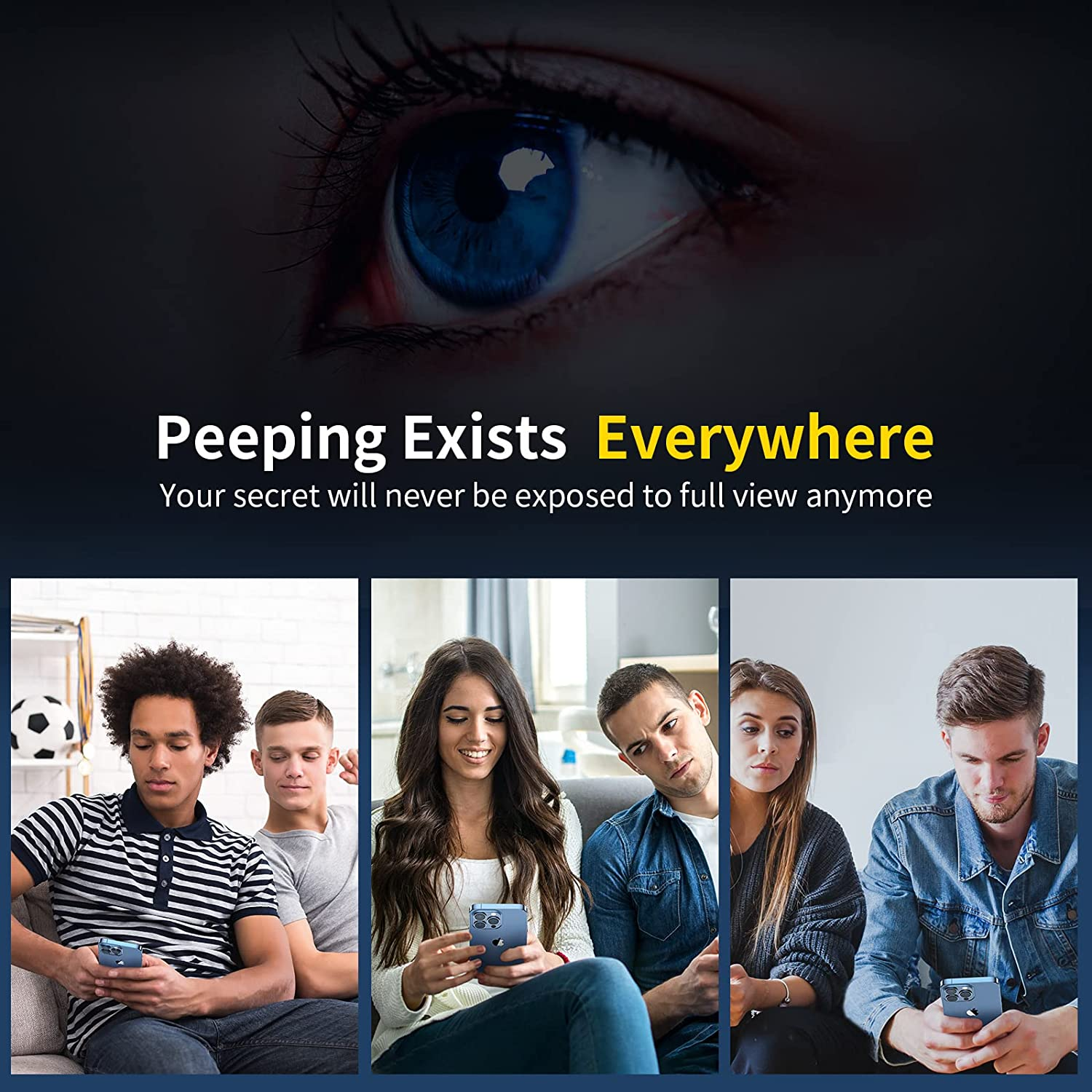 [2+2] SMARTDEVIL Privacy Screen Protector for Iphone 13 Pro Max 6.7Inch, 2 Pack anti Spy Tempered Glass and 2 Pack Camera Lens Protector [With Easy Installation Frame] [10X Military Grade Protection] image number 1