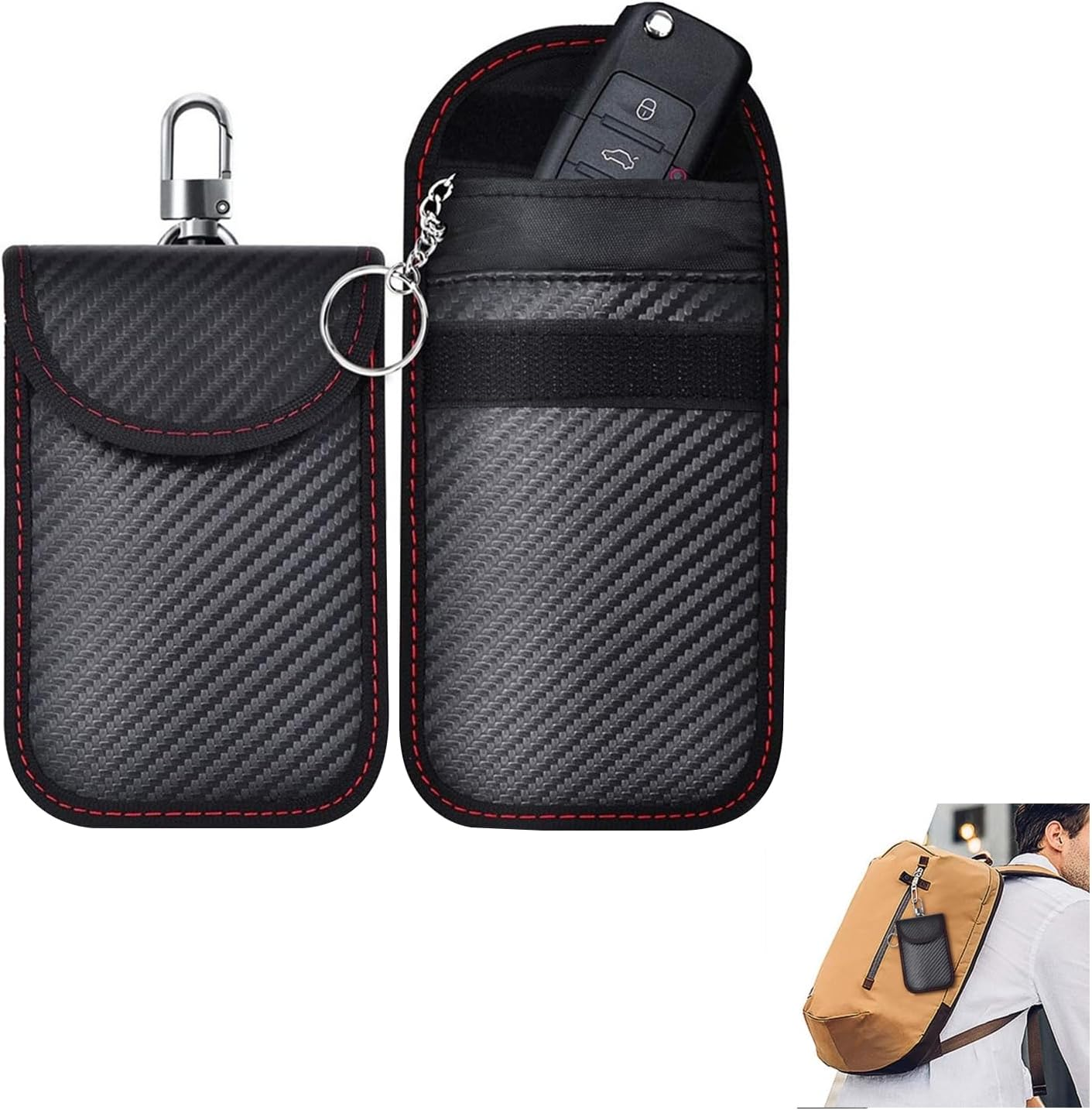 2 Pack Faraday Pouch for Car Keys, Anti-Theft Faraday Bag RFID Key Fob Protector, Key Signal Blocker, Waterproof Faraday Pouch for Complete Car Security image number 2